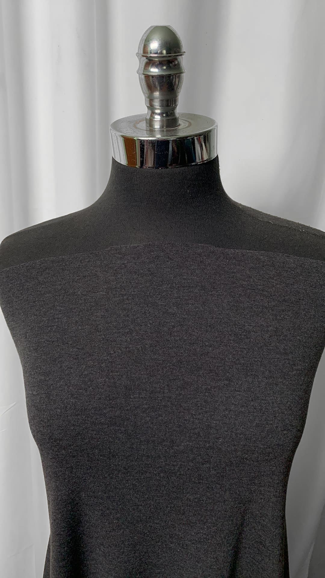 Charcoal - 1x1 Combed Cotton Ribbing - 1 yard Cut