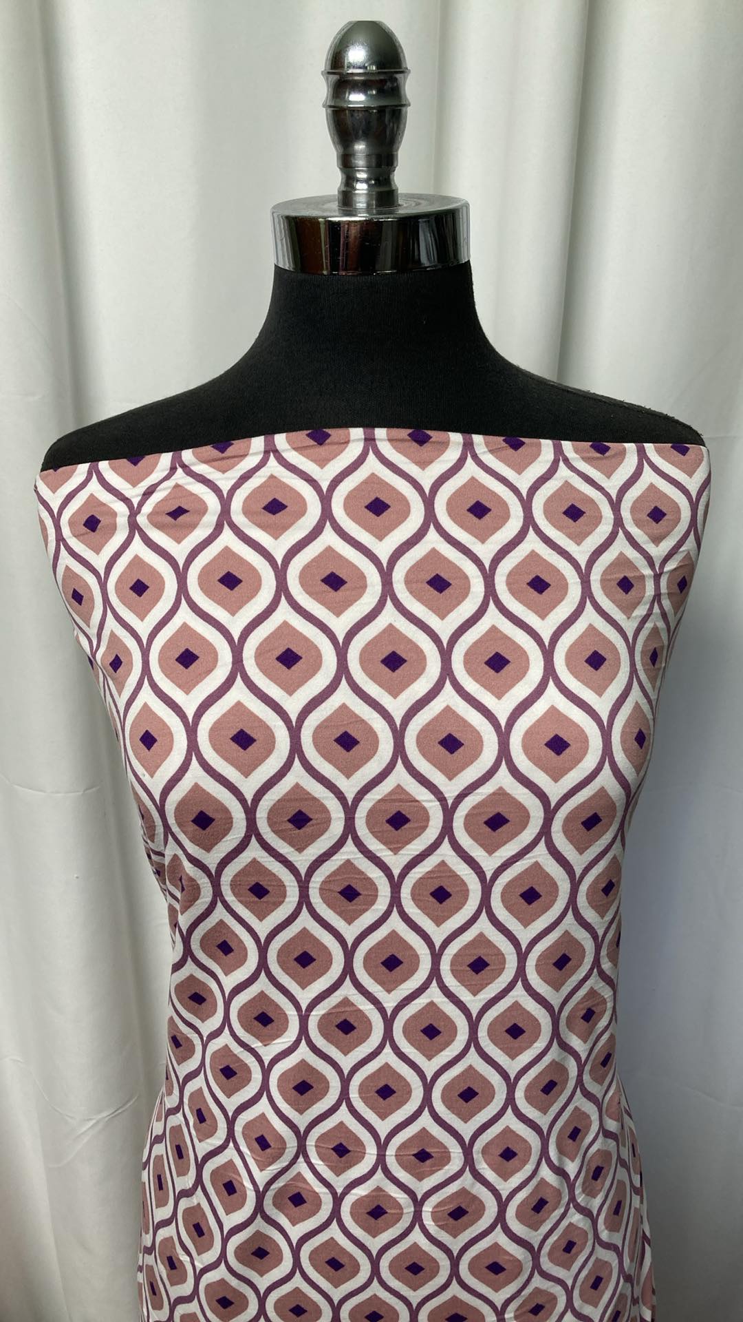 Mauve Geo - Double Brushed Poly Spandex - 2 Yard Cut