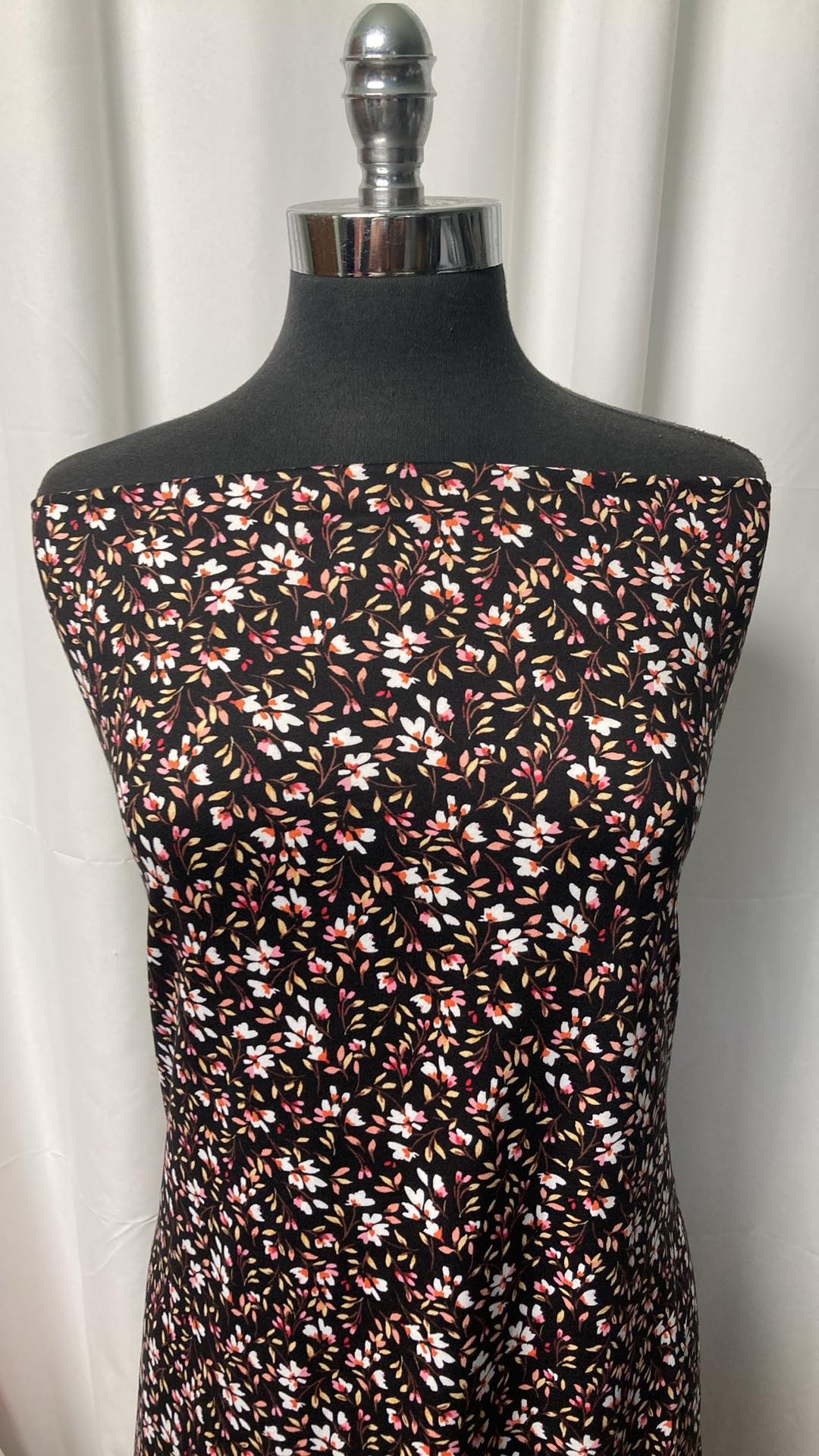Black Ditsy Floral - Double Brushed Poly Spandex - 3 Yard Cut