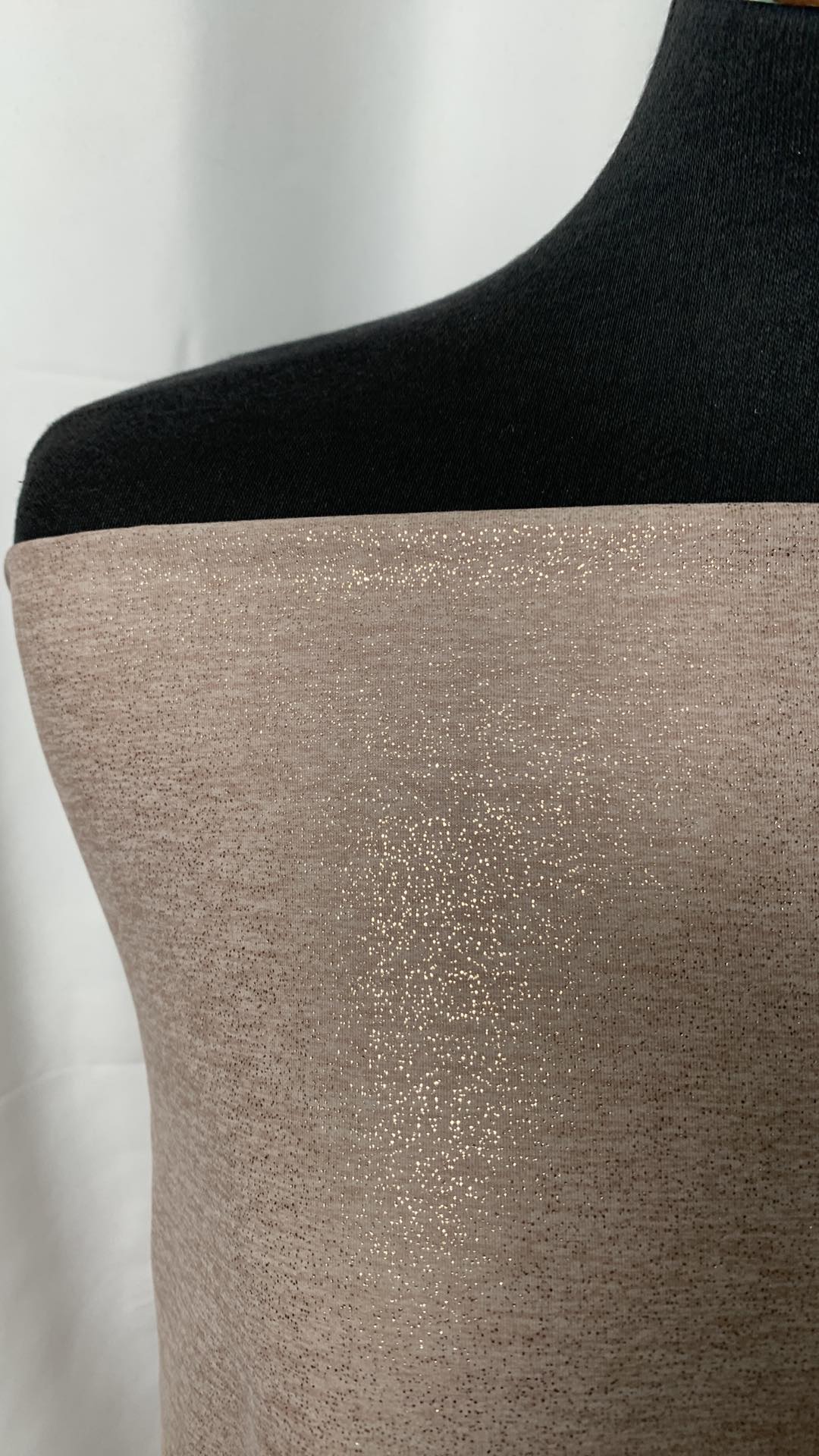 Taupe/Gold Foil - Peached Performance - 1 Yard Cut
