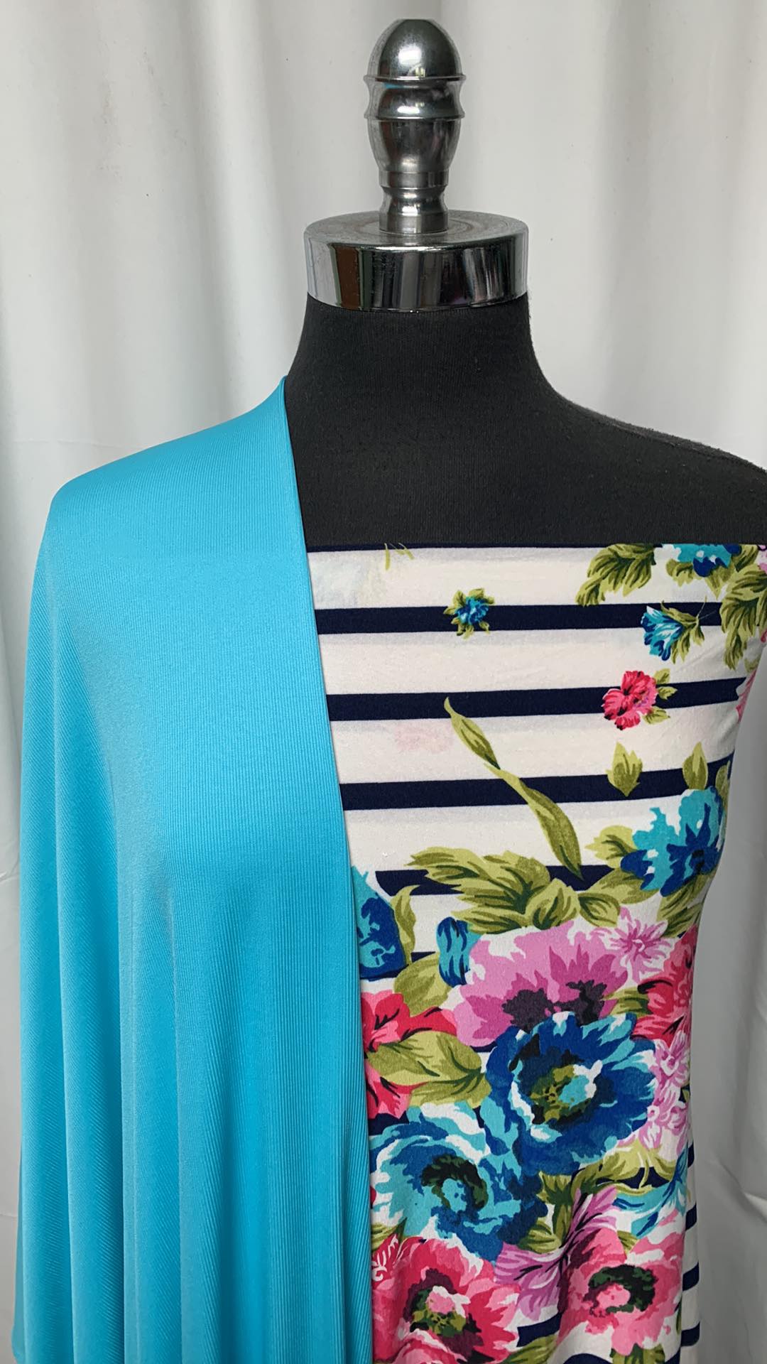 BLUE/FLORAL STRIPE BUNDLE : 2YD Blue Rib P/S & 2YD Floral Stripe SBP : A25325