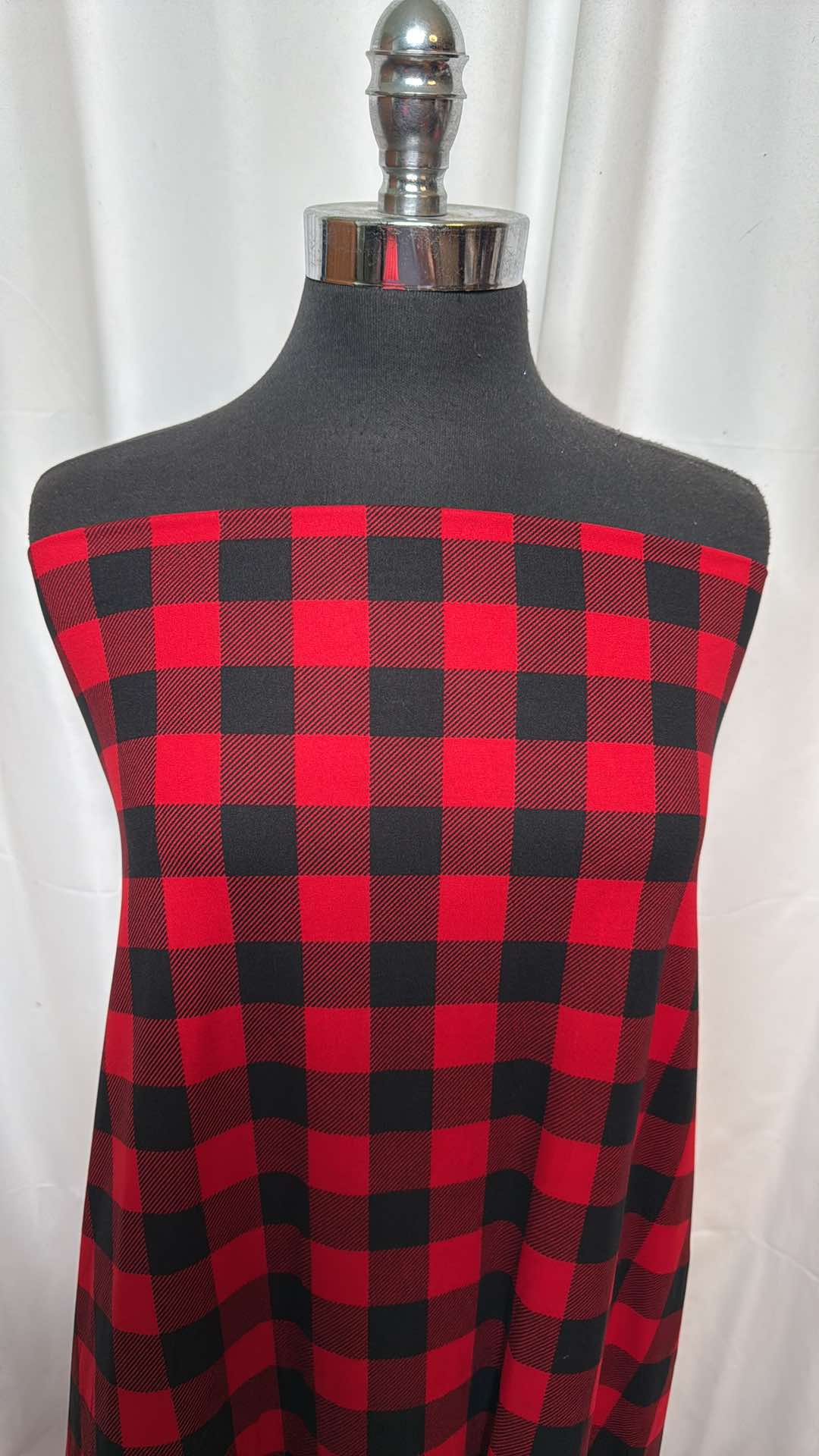 Red/Black Plaid - Double Brushed Poly Spandex - 2 Yard Cut