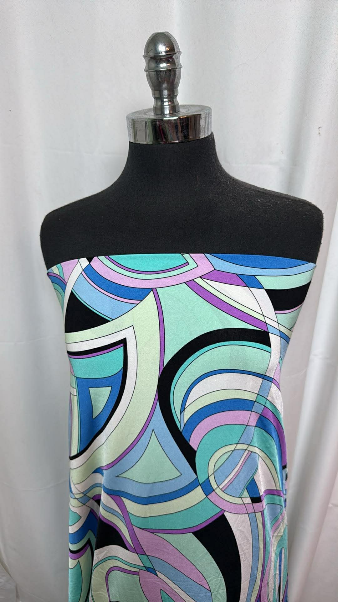 Black/Pastel Abstract - Designer Nylon/Spandex Swim - 2 Yard Cut
