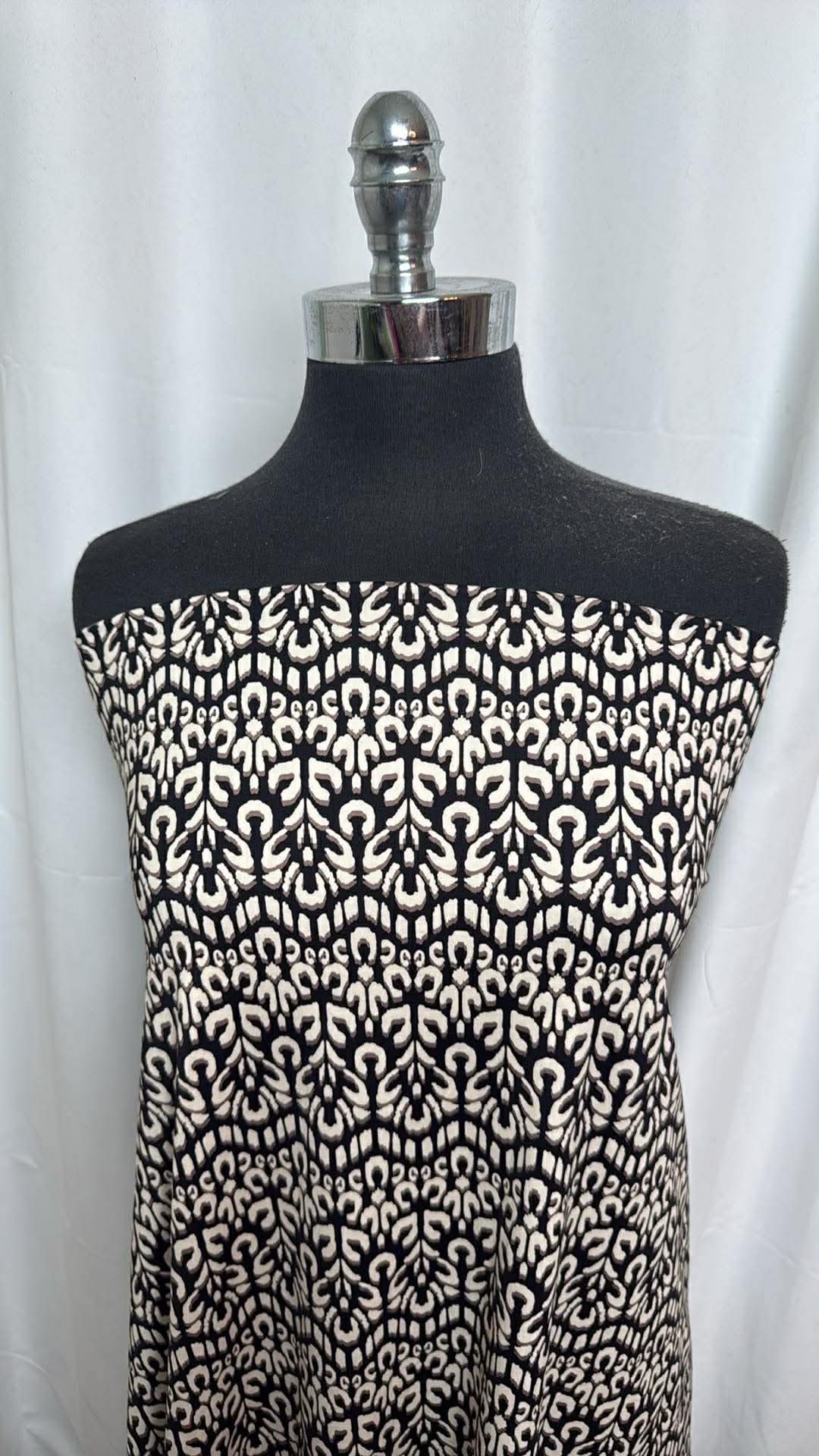 Black/Ivory Abstract Stripe - Designer Nylon/Spandex Swim - 1 Yard Cut