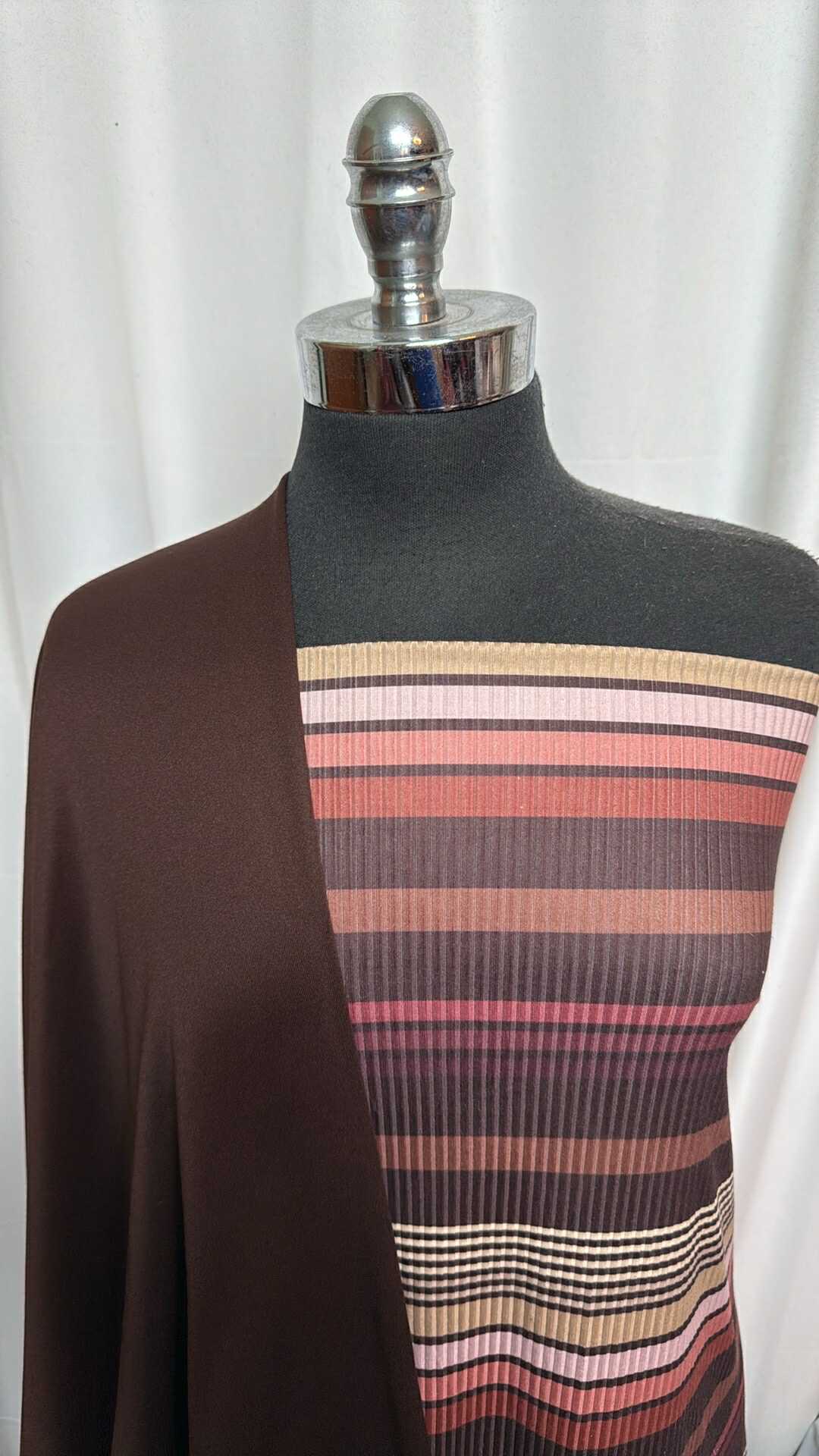 BROWN/STRIPE BUNDLE : 2YD Stripe P/S Rib & 2YD Brown P/S Fleece : A28140