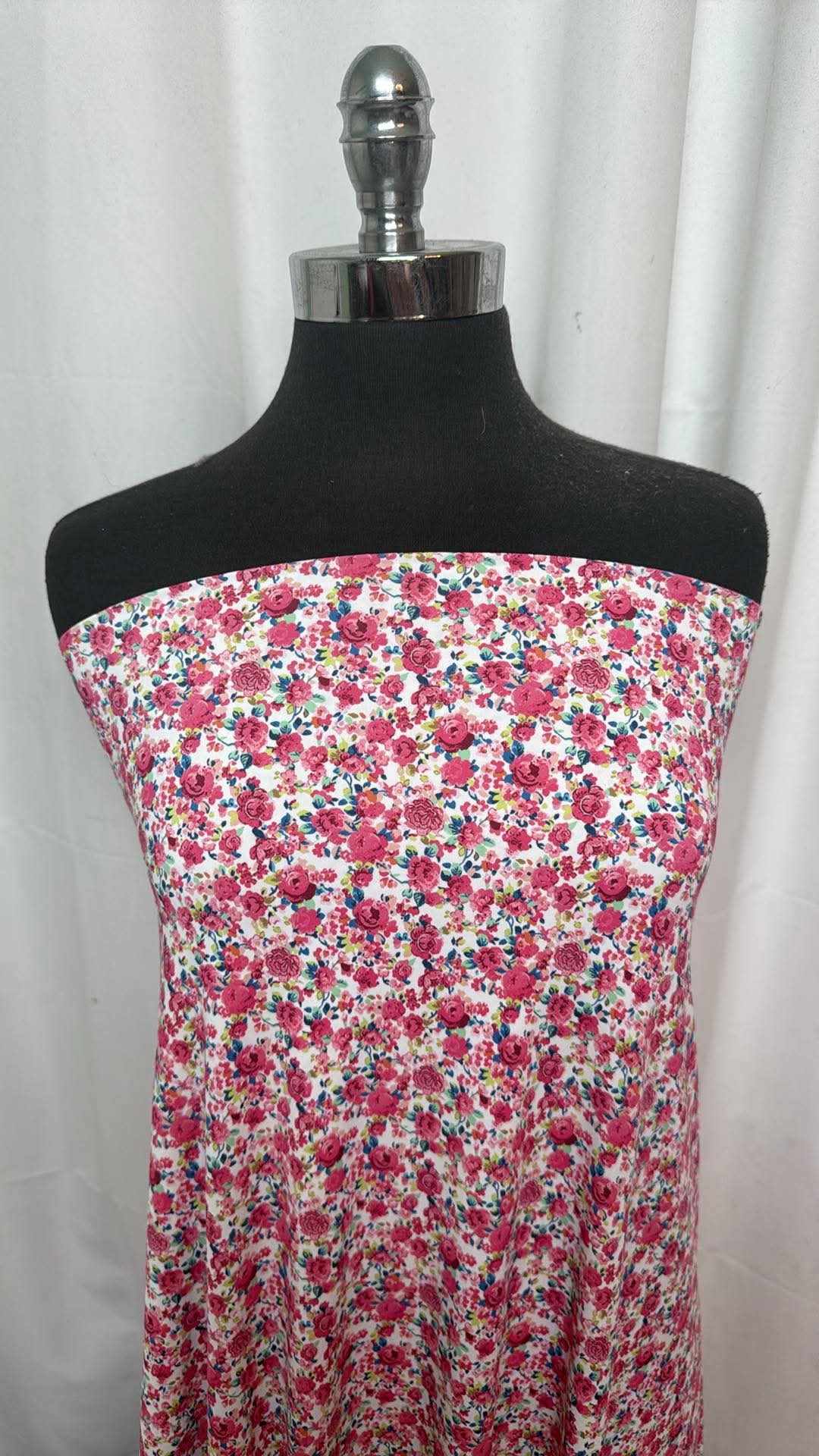 Pink Ditsy Floral - Designer Nylon/Spandex Swim - 2 Yard Cut