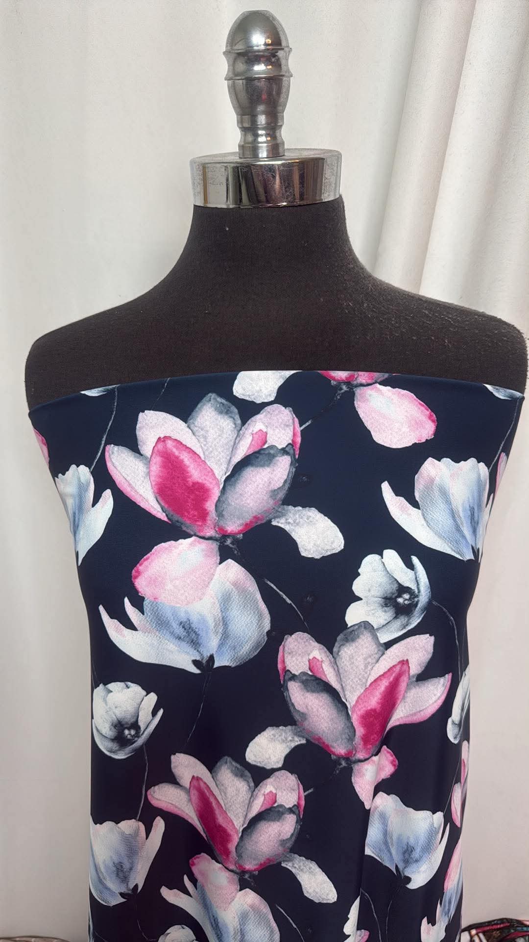 Navy Floral - Nylon/Spandex Swim- 2 Yard Cut