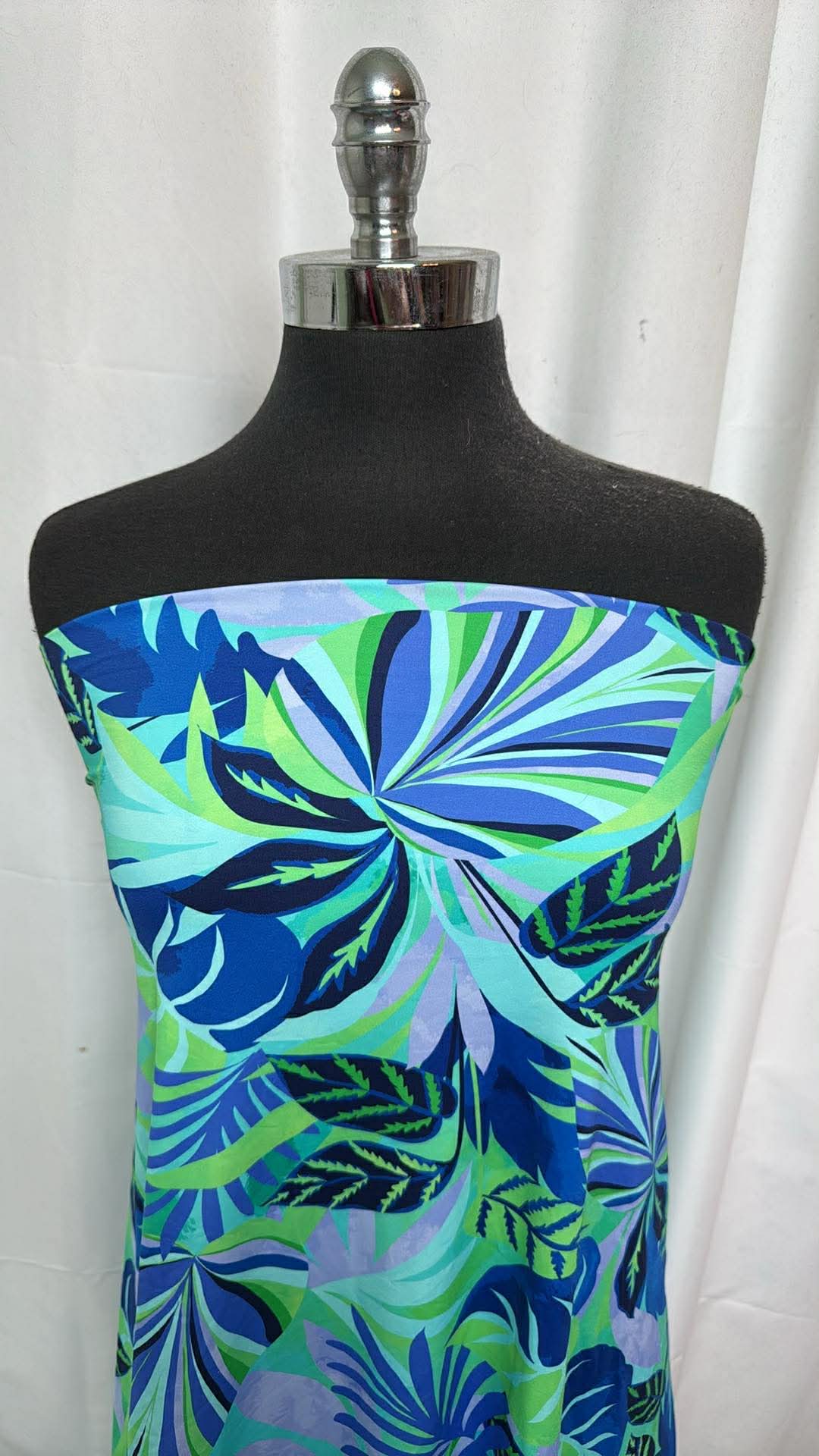 Purple/Green/Blue Tropical - Designer Nylon/Spandex Swim - 1 Yard Cut