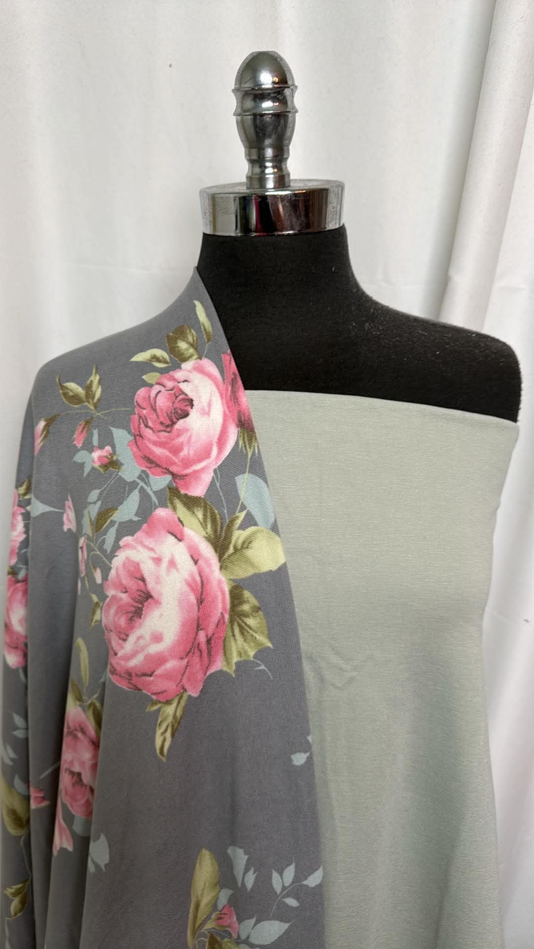 LIGHT SAGE/GREY FLORAL BUNDLE : 2YD Light Sage Nylon Ponte & 2YD Grey Floral Oakley SK : A30622