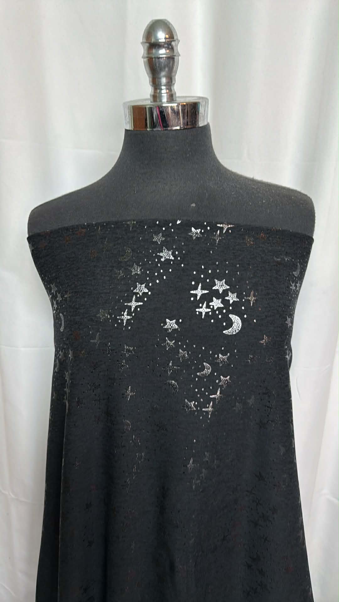 Black Celestial - 2-Tone Peached Performance w/Foil - By the 1/2 Yard