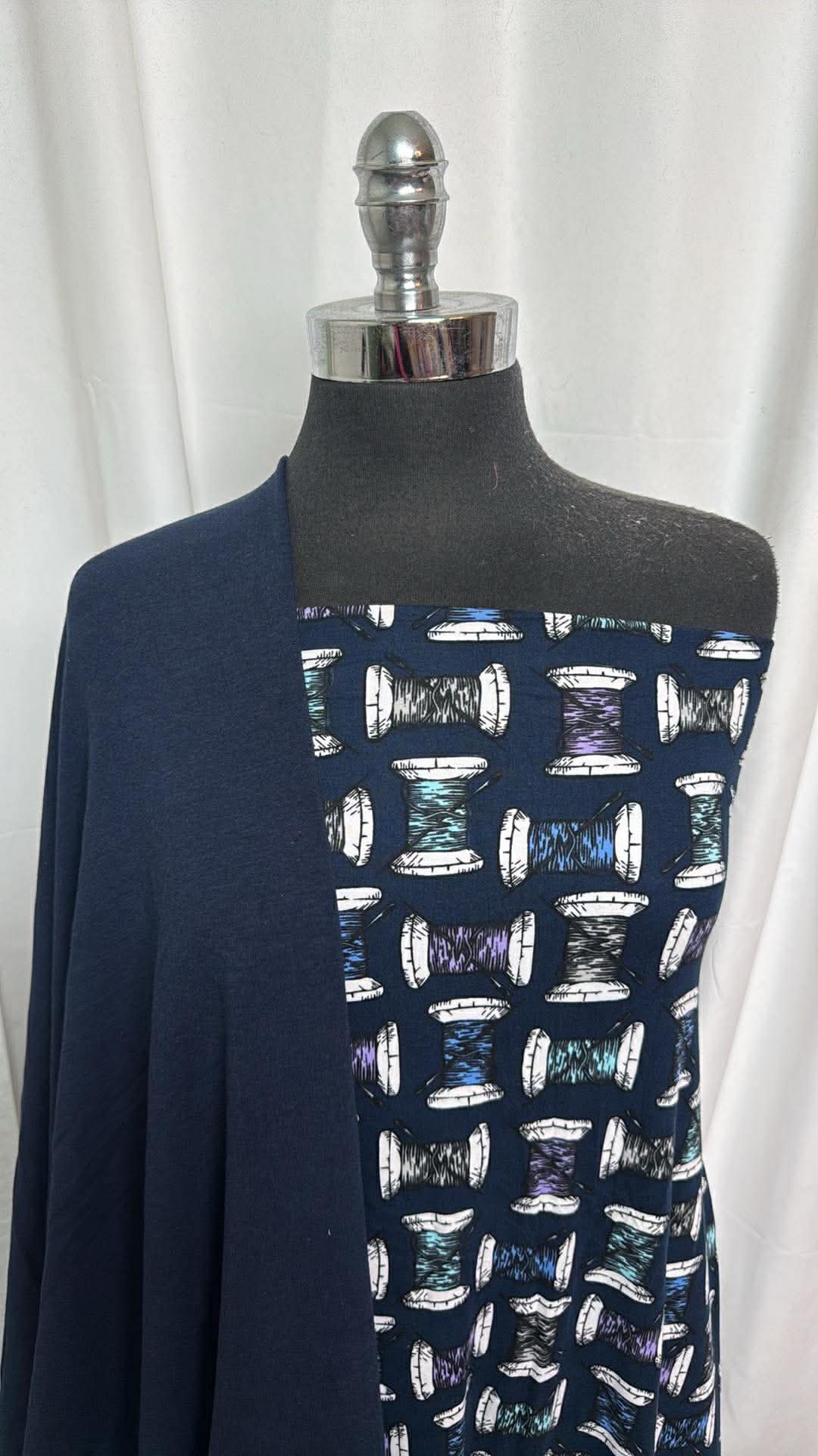 NAVY/THREAD BUNDLE : 2.5YD Thread DBP & 2.5YD Navy Bamboo/Cotton/Spandex FT : A30147