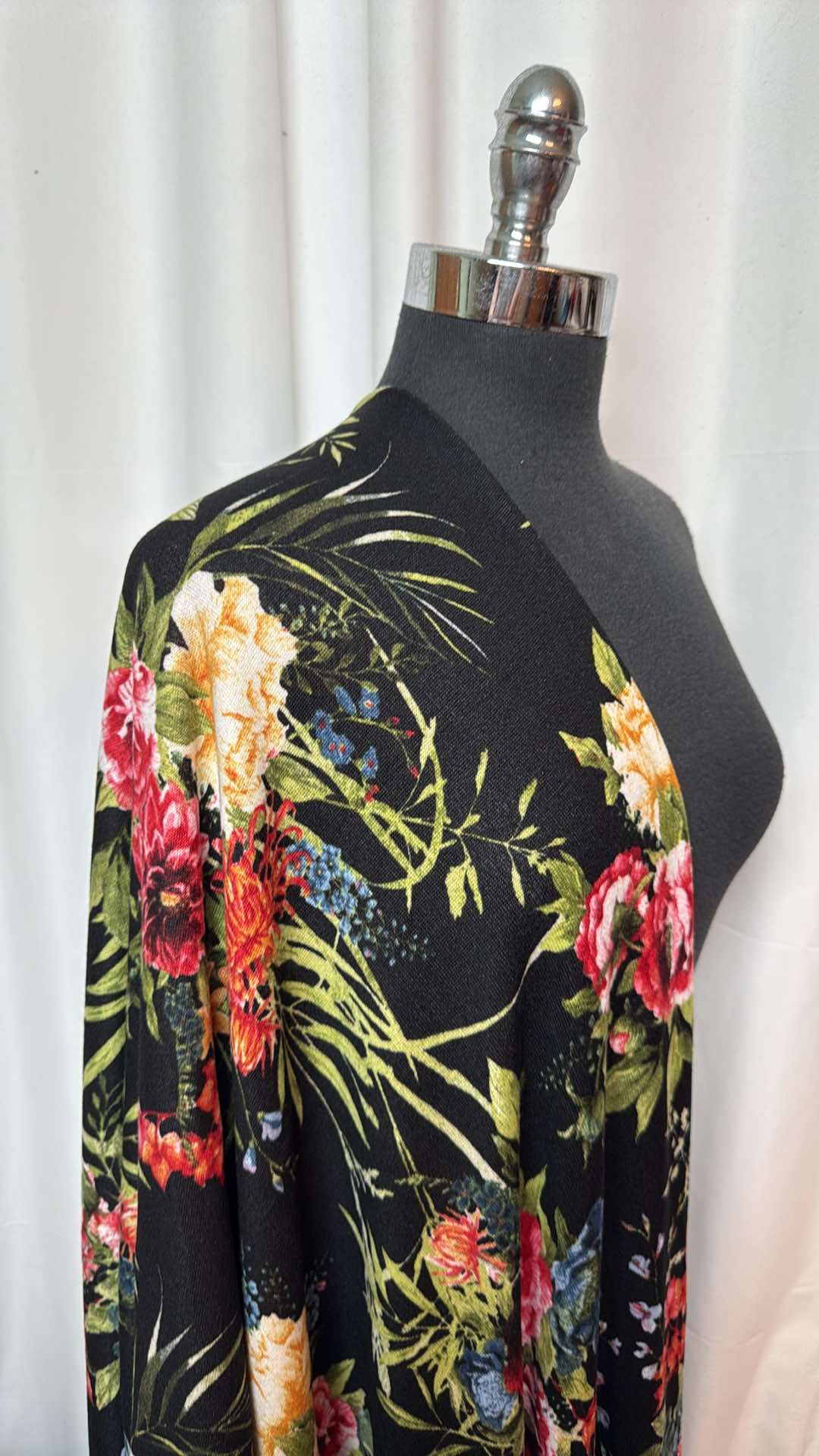 Black/Multi Floral - Brushed Hacci Sweater Knit - 2 Yard Cut