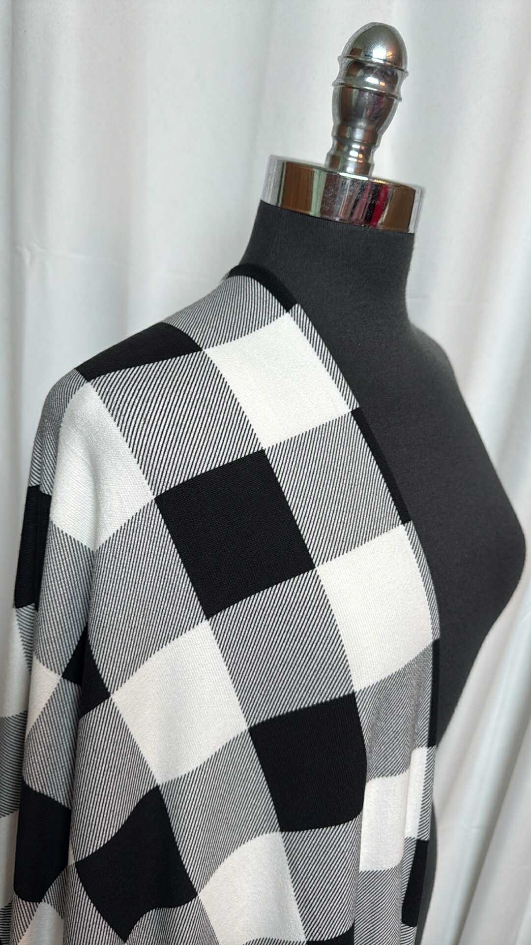 Black/Ivory Buffalo Plaid - Oakley Sweater Knit - 2 Yard Cut