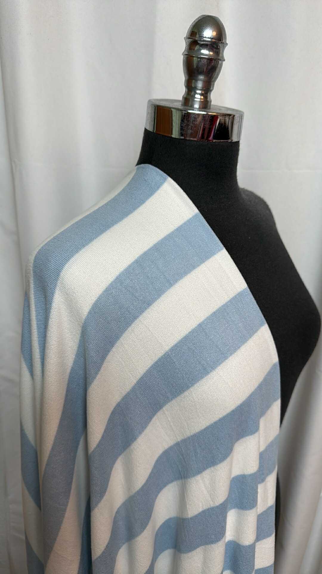 White/Light Blue Stripe - Oakley Sweater Knit - 2 Yard Cut