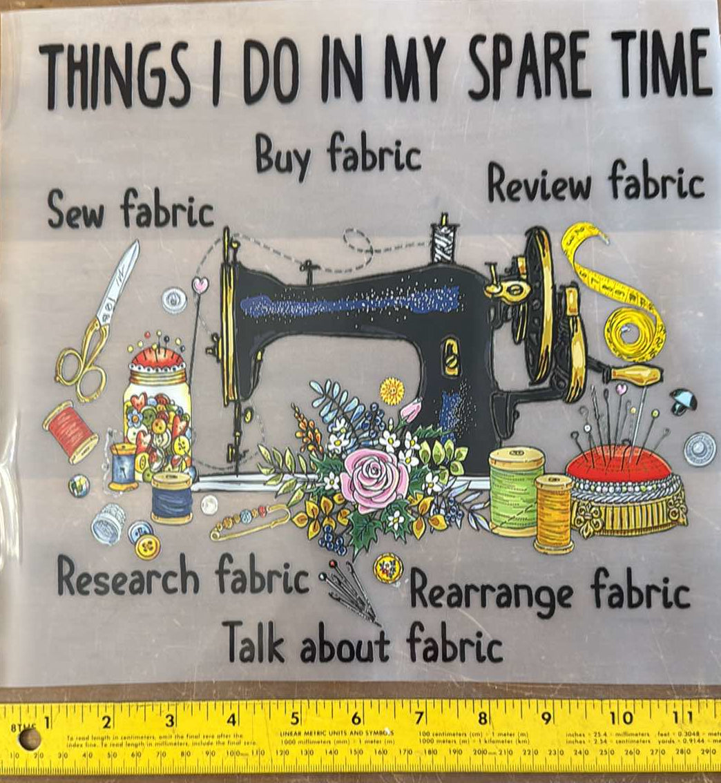 In My Spare Time - Iron On Decal - Sold Individually