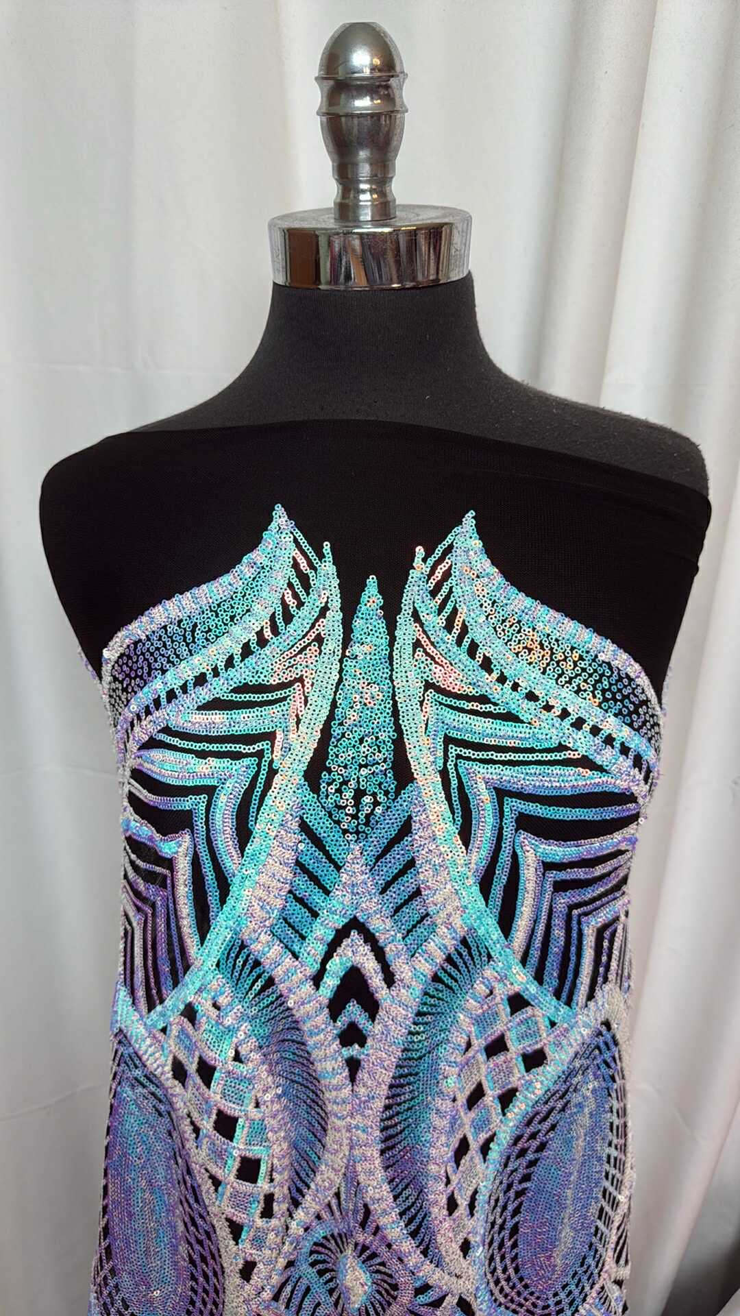Iridescent Sequins on Stretch Mesh - 2 Yard Cut