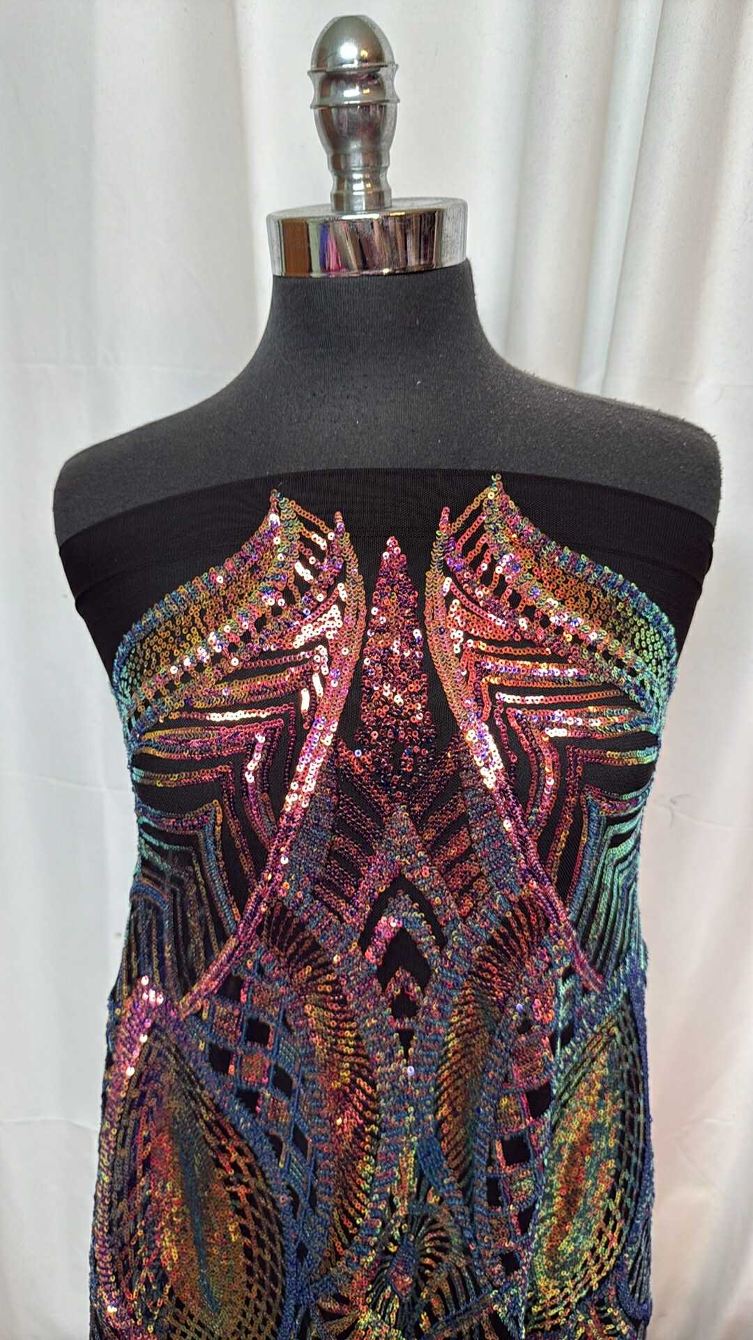 Iridescent Sequins on Stretch Mesh - 2 Yard Cut