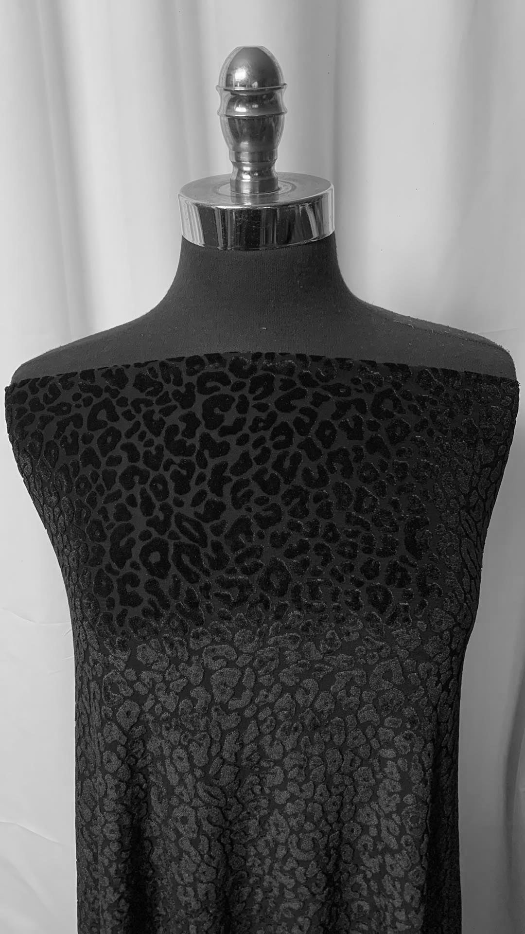 Black Leopard - Stretch Velvet Burnout - 2 Yard Cut