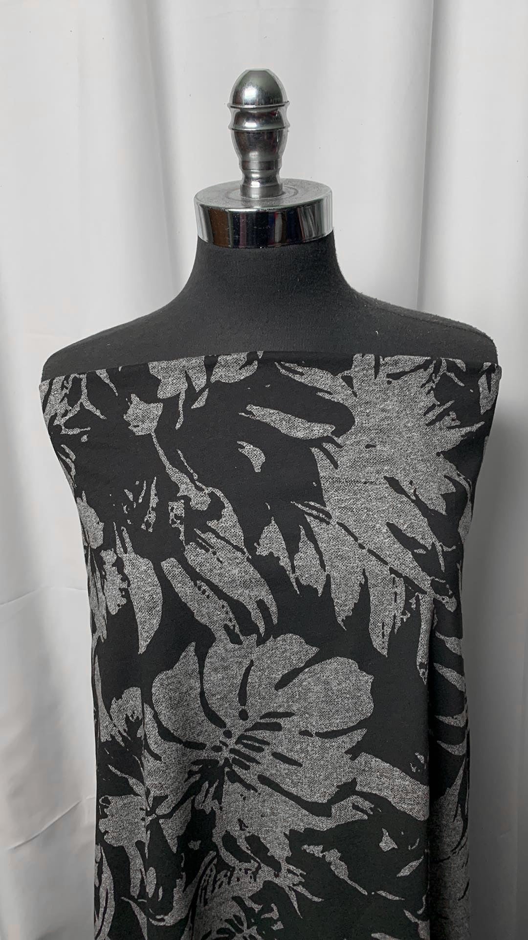 Black/Grey Tropical - Cotton/Poly Jersey - 2 Yard Cut