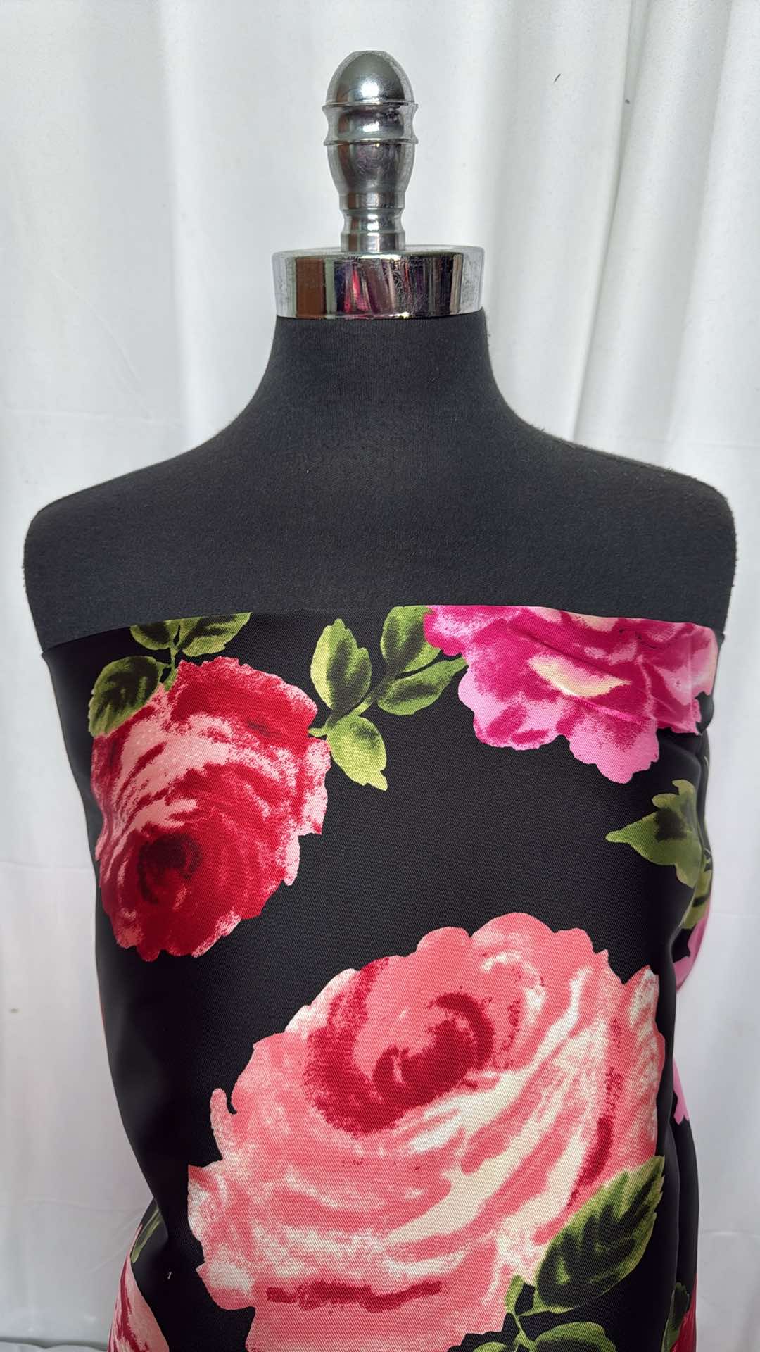 Large Floral - Heavy Poly Satin - 2 Yard Cut
