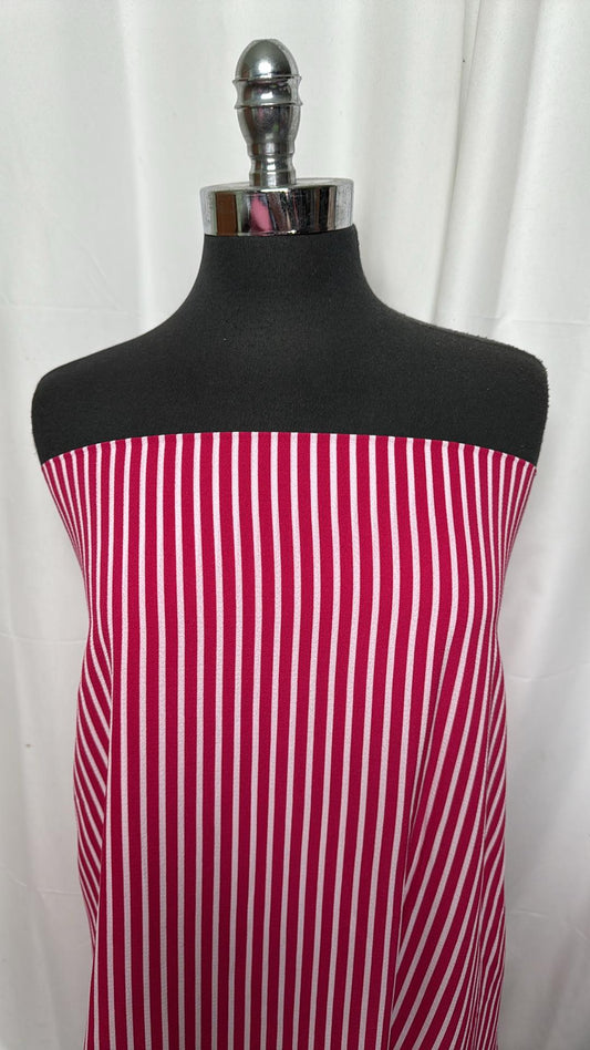 Red Vertical Stripe - Bubble Crepe - 2 Yard Cut