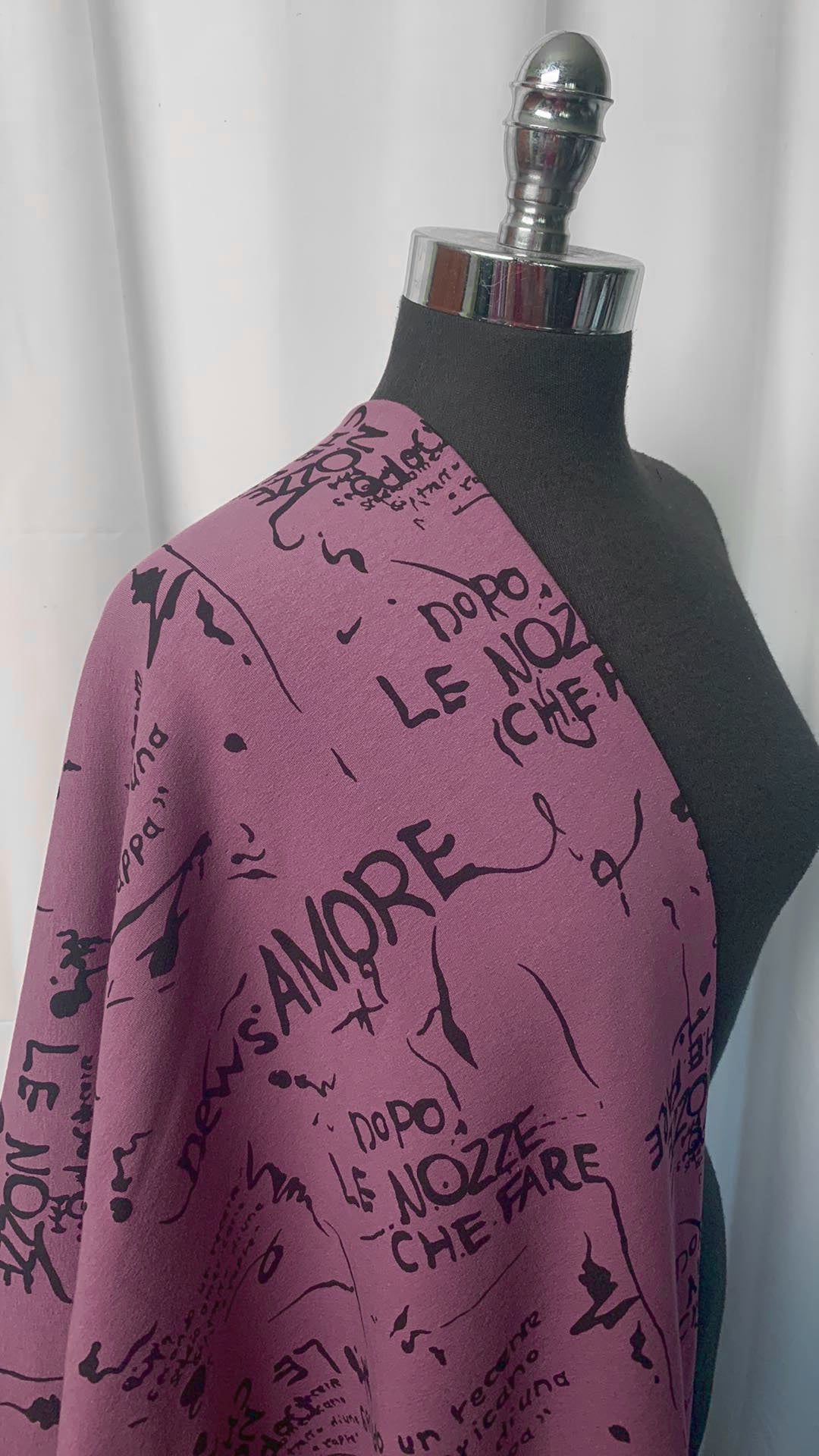 Hawthorn Rose Writing - Modal/Cotton/Spandex Brushed French Terry - By the Yard