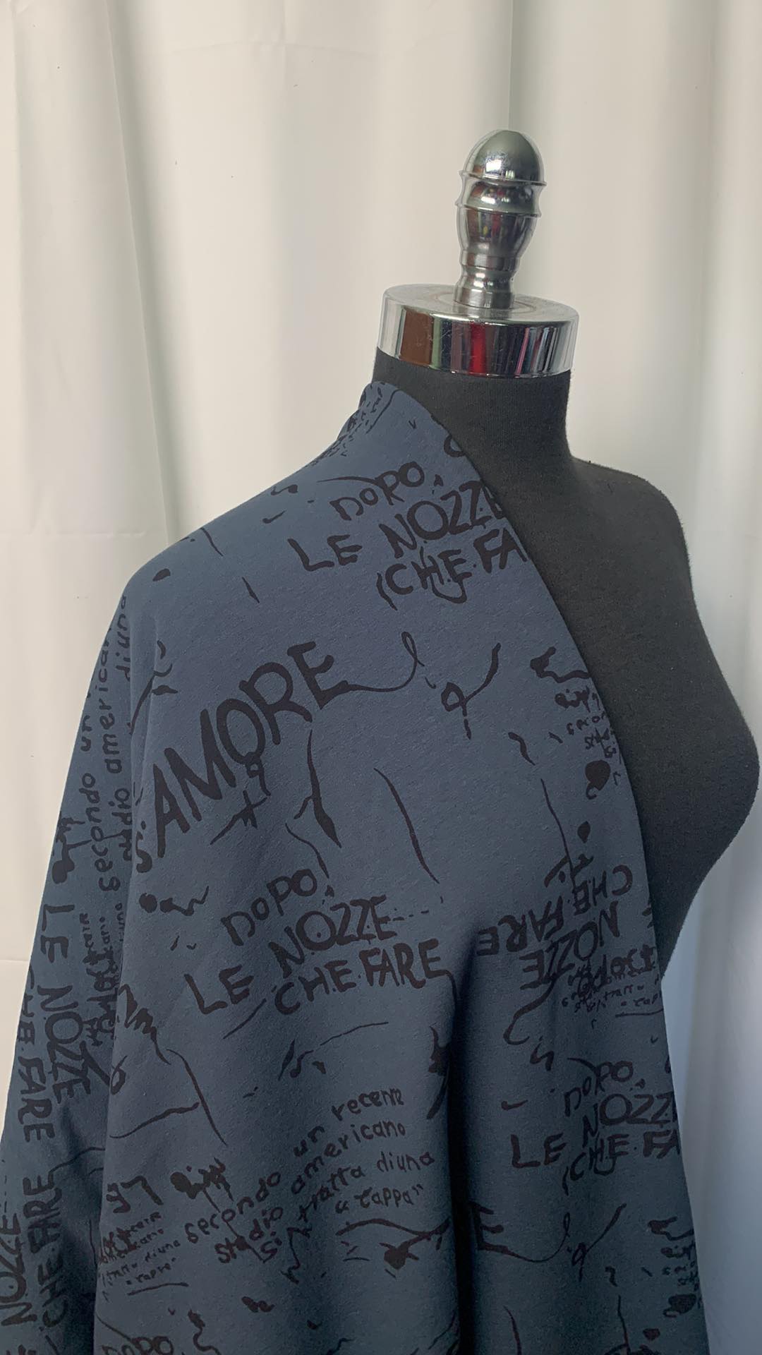 Slate Writing - Modal/Cotton/Spandex Brushed French Terry - By the Yard
