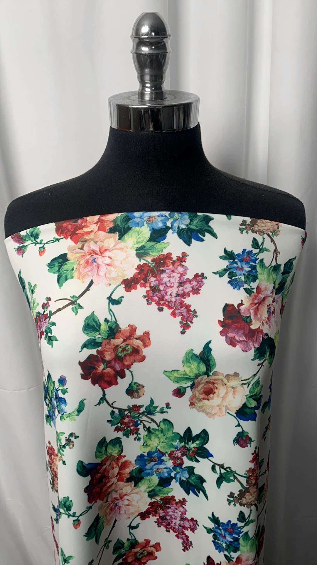 Ivory Floral - Scuba - 2 Yard Cut