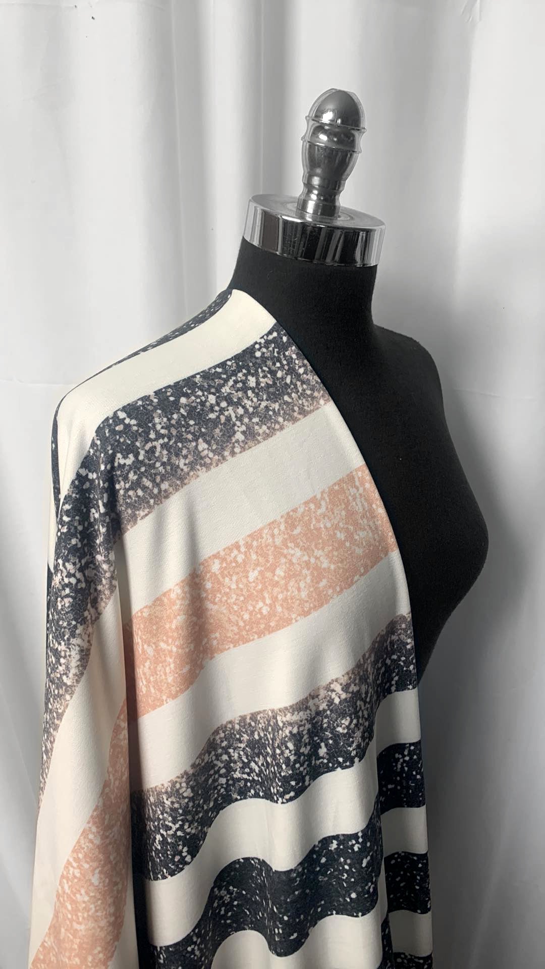 Black/Blush Ombre Glitter Stripe - French Terry - 2 Yard Cut