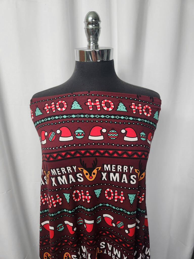 Ho-Ho-Ho - Double Brushed Poly Spandex - 2 Yard Cut