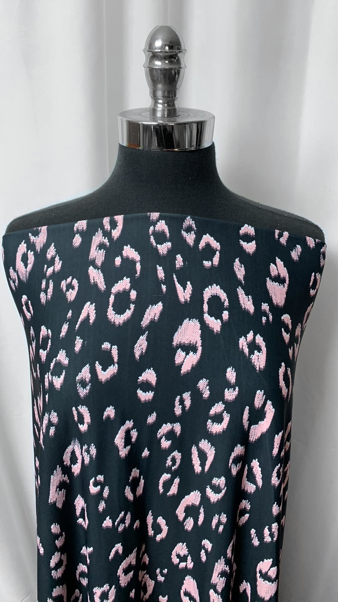Black/Blush Leopard - Poly/Spandex Yoga - 2 Yard Cut