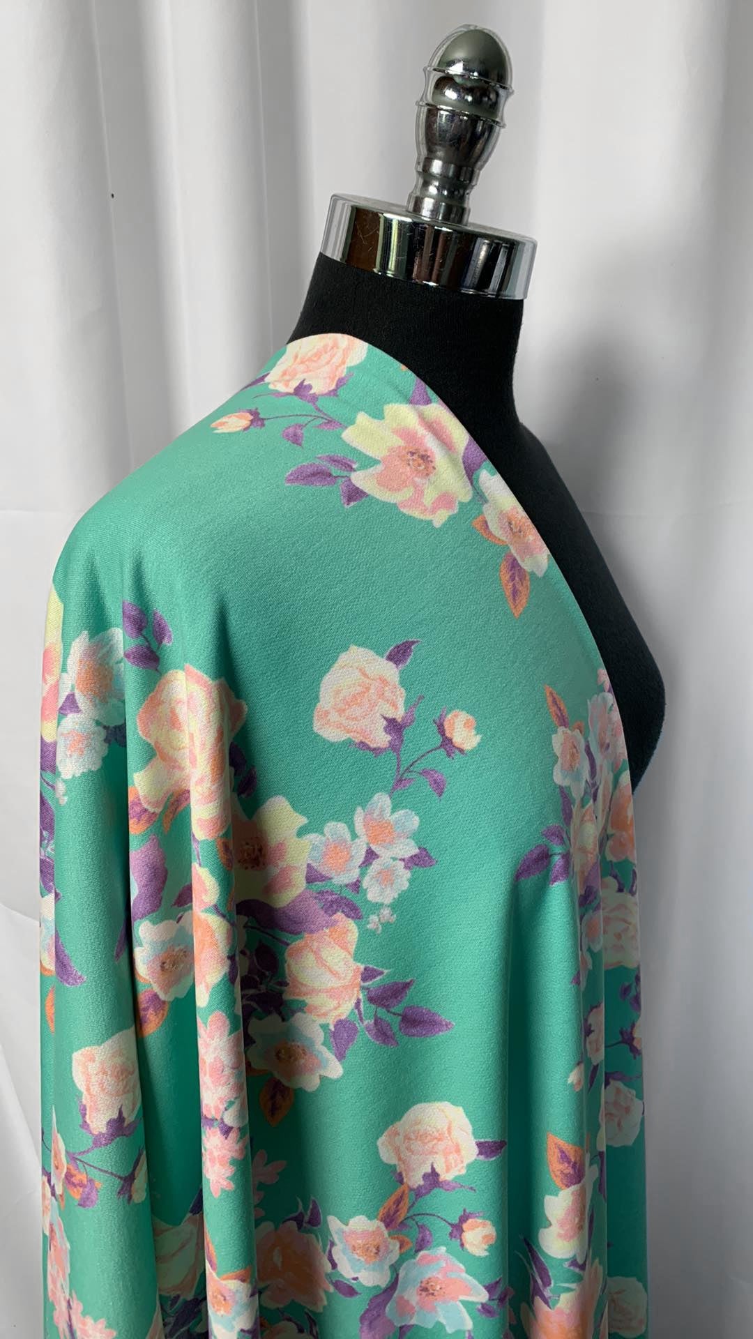 Green Floral - French Terry - 2 Yard Cut