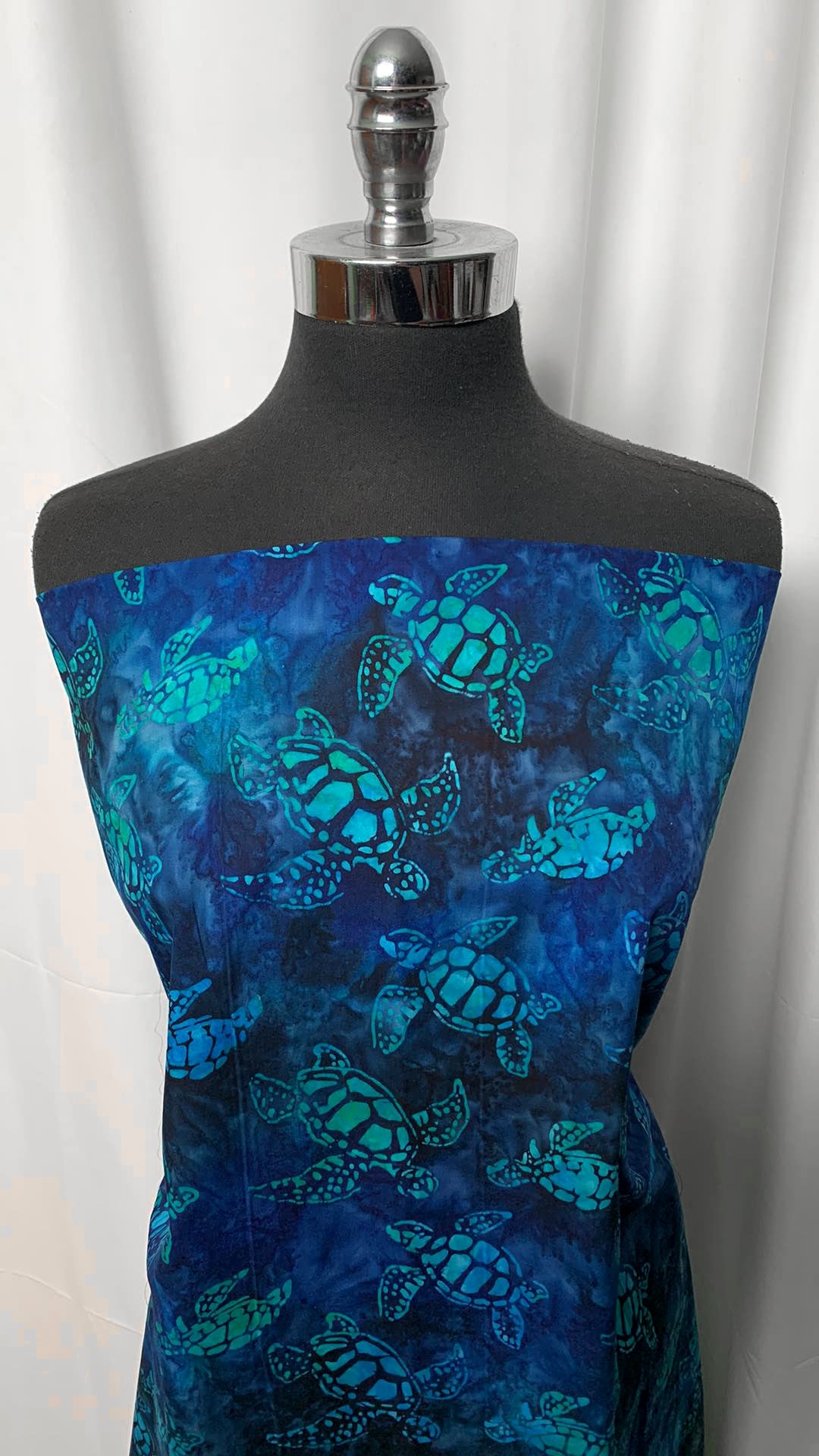 Navy/Aqua Turtles Batik - 100% Cotton Woven - By the Yard
