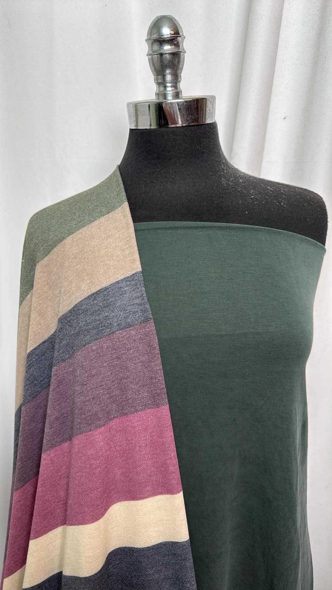 GREEN/WIDE STRIPE BUNDLE : 2.5YD Green Cupro & 2YD Wide Stripe PRS FT : A31037
