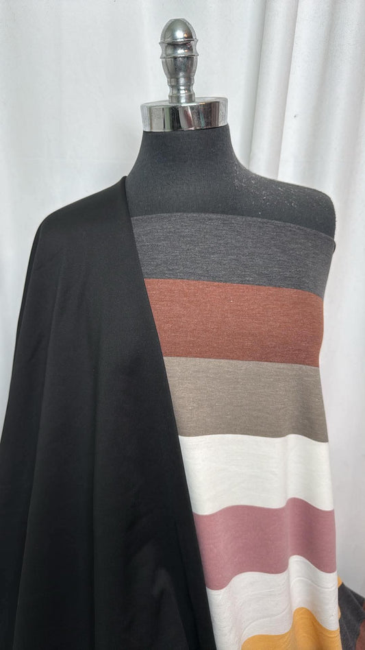 BLACK SOFTSHELL/WIDE STRIPE BUNDLE : 2YD Wide Stripe PRS FT & 2YD Black Softshell : A31040