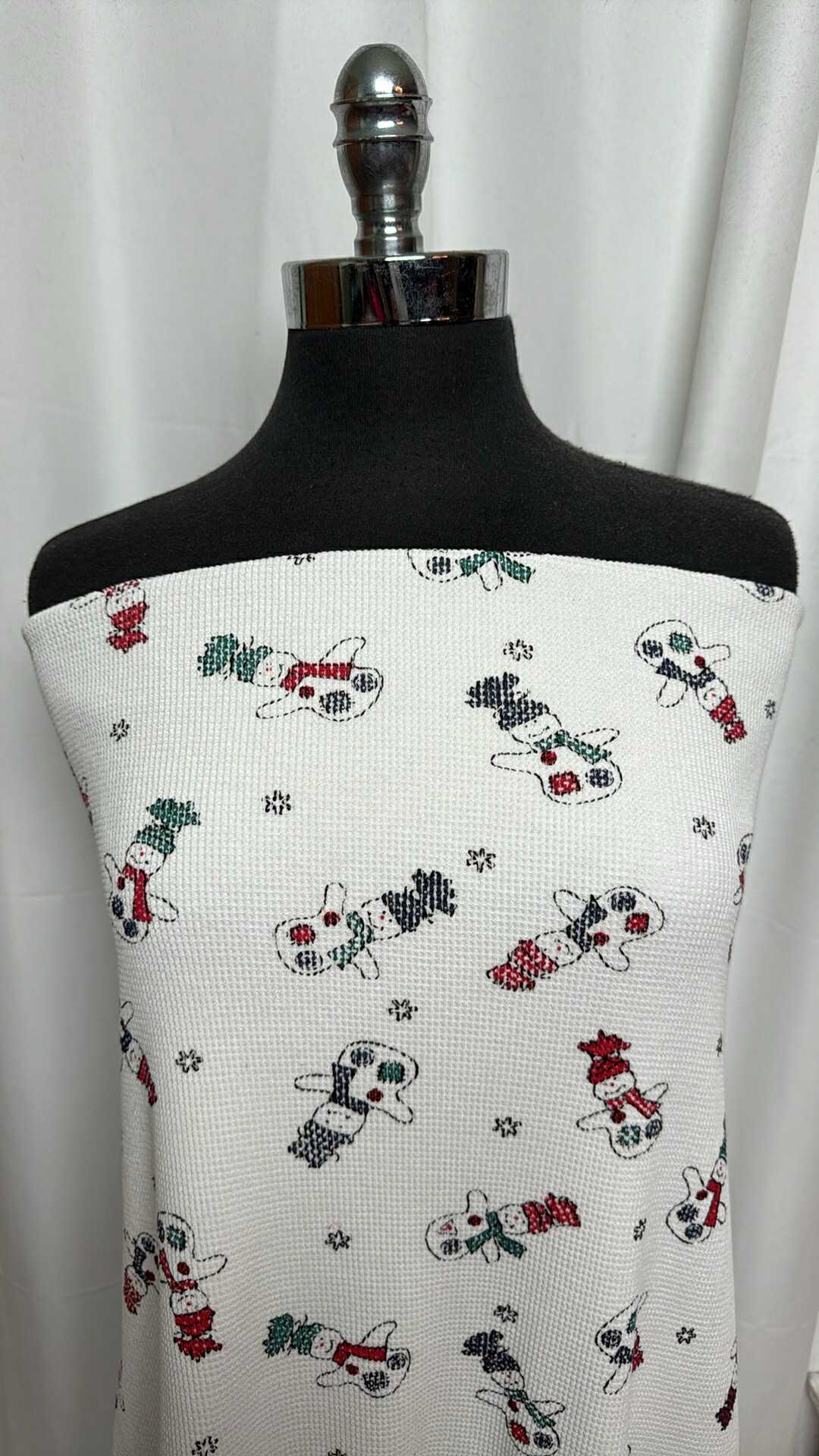 Snowmen - 100% Cotton Thermal Knit - 2 Yard Cut