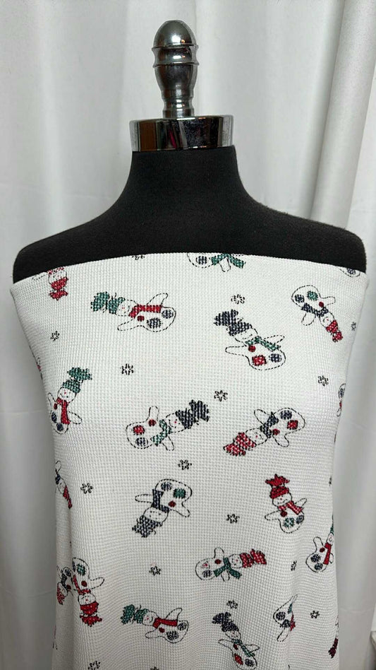 Snowmen - 100% Cotton Thermal Knit - 2 Yard Cut