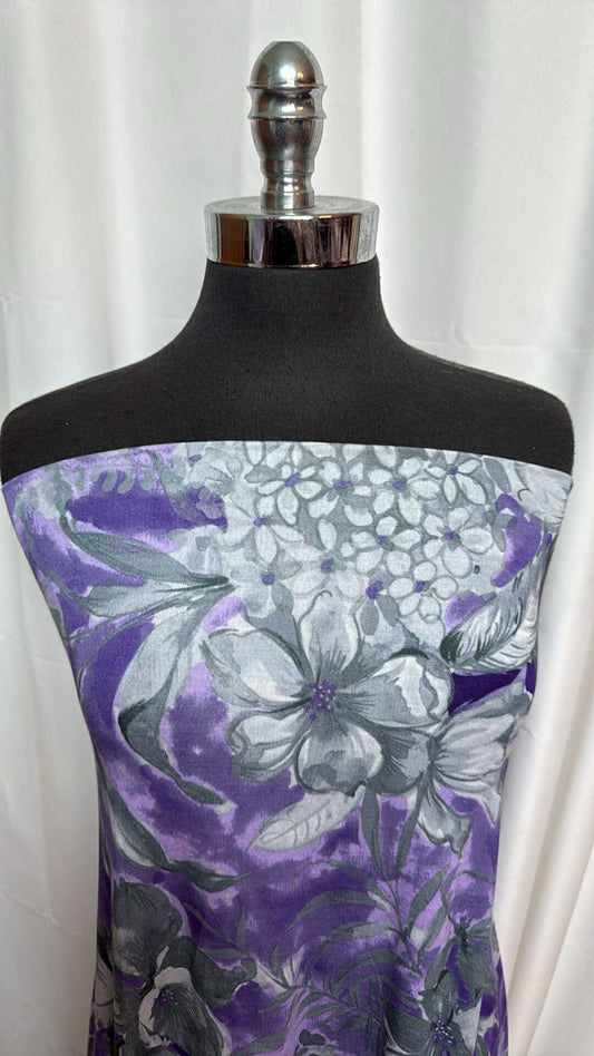 Purple Floral - Modal/Spandex - 3 Yard Cut