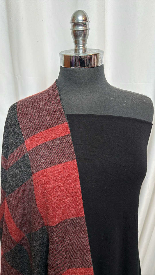 BLACK/RED PLAID BUNDLE : 2YD Red Plaid Hacci SK & 2YD Black Modal/Spandex : A28342