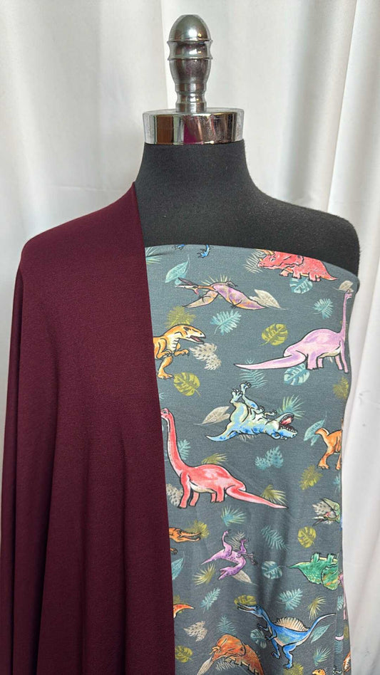 BURGUNDY/DINO BUNDLE : 2YD Dino PRS FT & 2YD Burgundy PRS FT : A27583