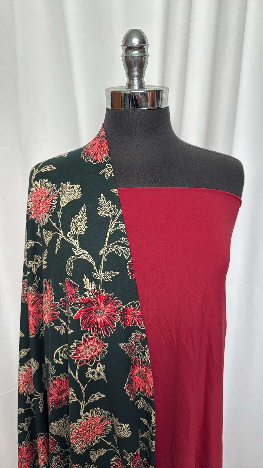 BURGUNDY/BLACK FLORAL BUNDLE : 2YD Burgundy Yoga PF & 2YD Black Floral DBP : A26462