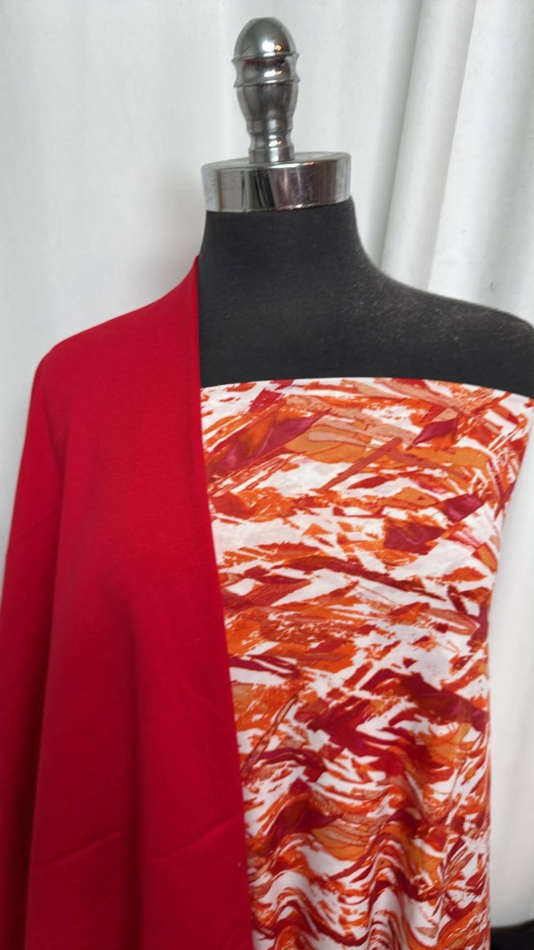 ORANGE/RED BUNDLE : 2YD Orange/Red ITY & 2YD True Red Nylon Ponte : A30798