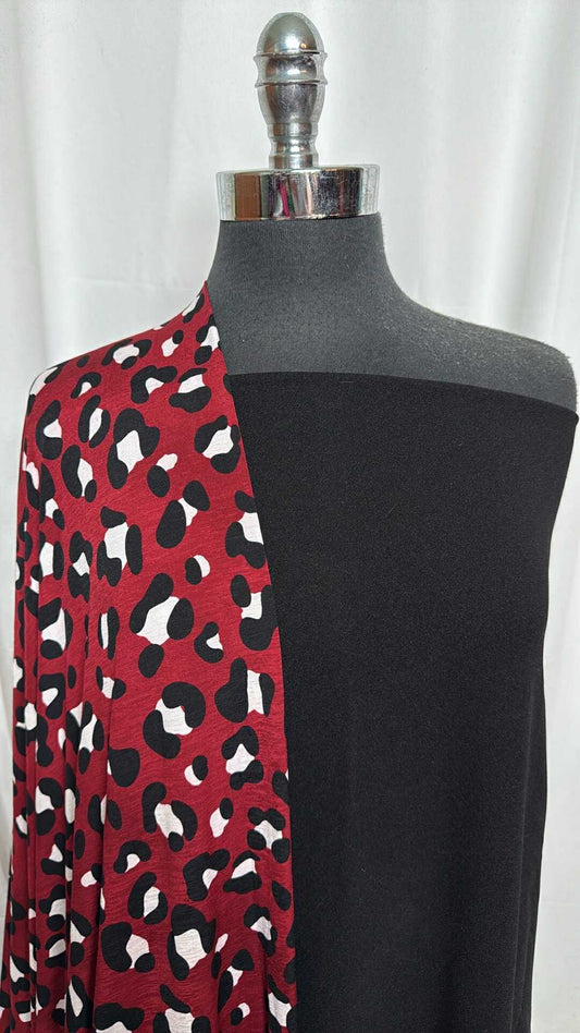 BLACK/LEOPARD BUNDLE : 2YD Black Liverpool & 2YD Leopard Bulgari : A29185