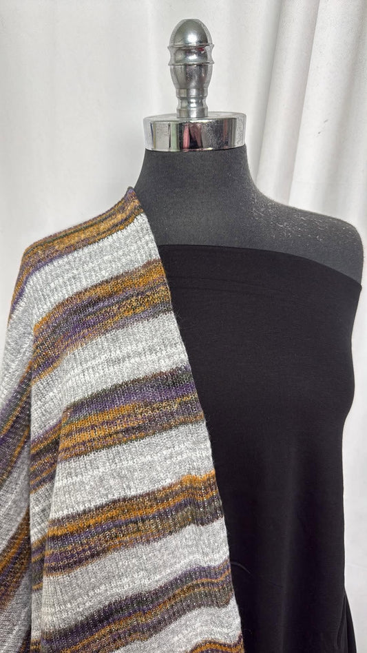 BLACK/GOLD-PURPLE STRIPE BUNDLE : 2YD Black Pima Cotton & 2YD Gold/Purple Stripe SK : A30978