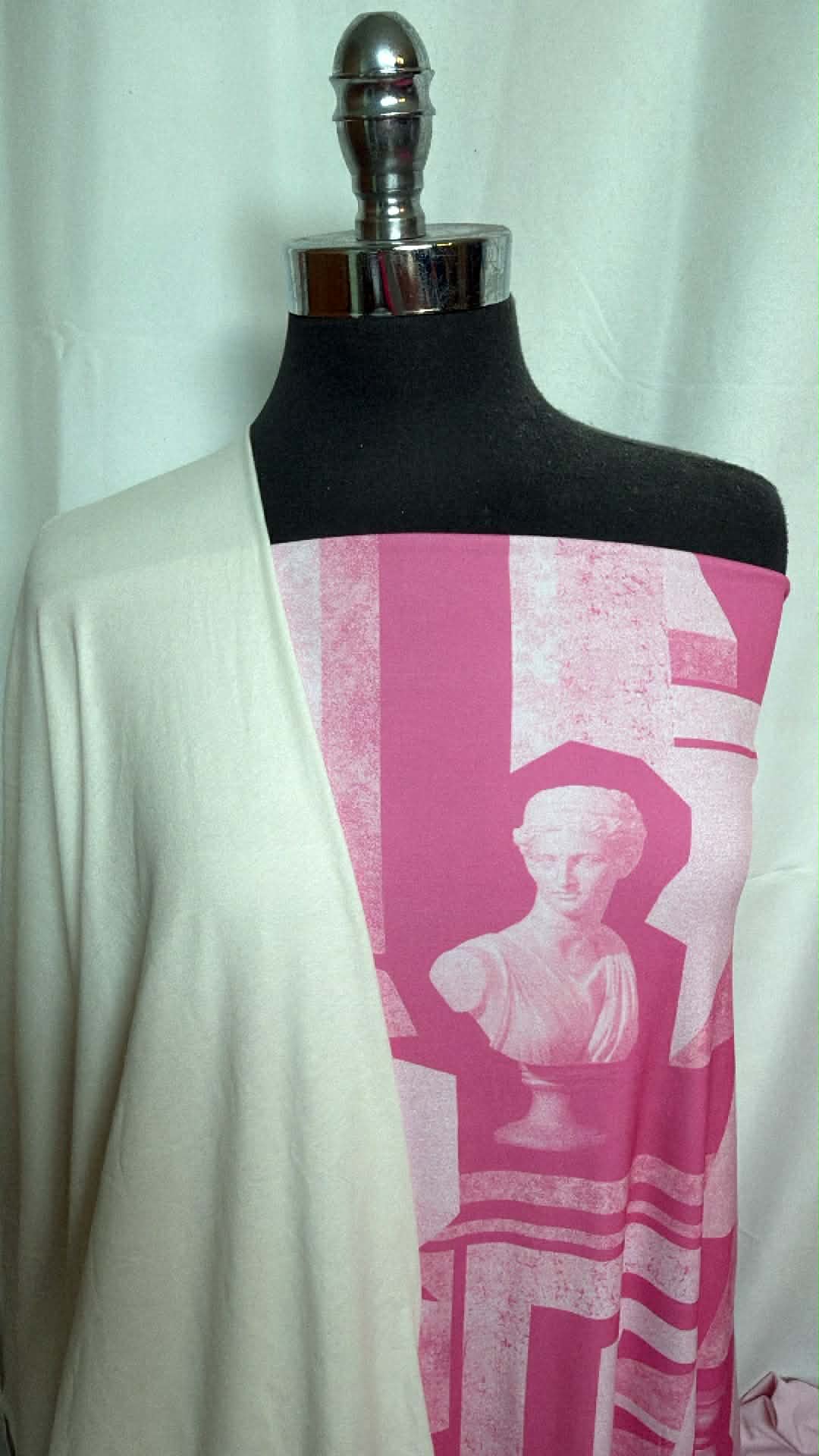 IVORY/PINK STATUES BUNDLE : 2YD Pink Statues ITY & 2YD Ivory Supima Cotton Jersey : A29794