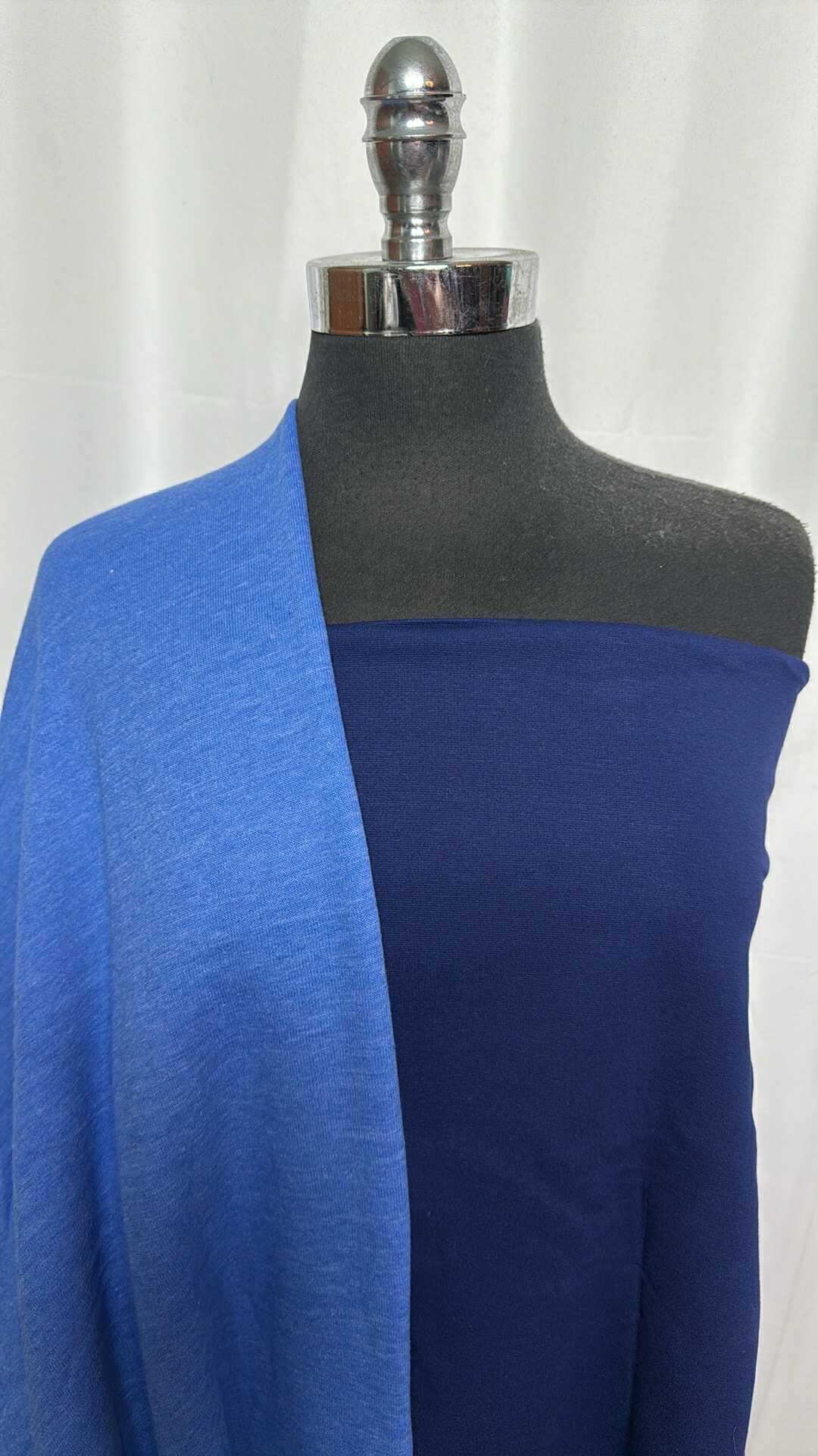 NAVY/BLUE BUNDLE : 2YD Navy Nylon Ponte & 2YD Blue Sweatshirt Fleece (72" Wide) : A29269
