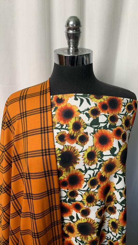 SUNFLOWER/PLAID BUNDLE : 2YD Sunflower Bullet & 2YD Plaid Ponte : A25069