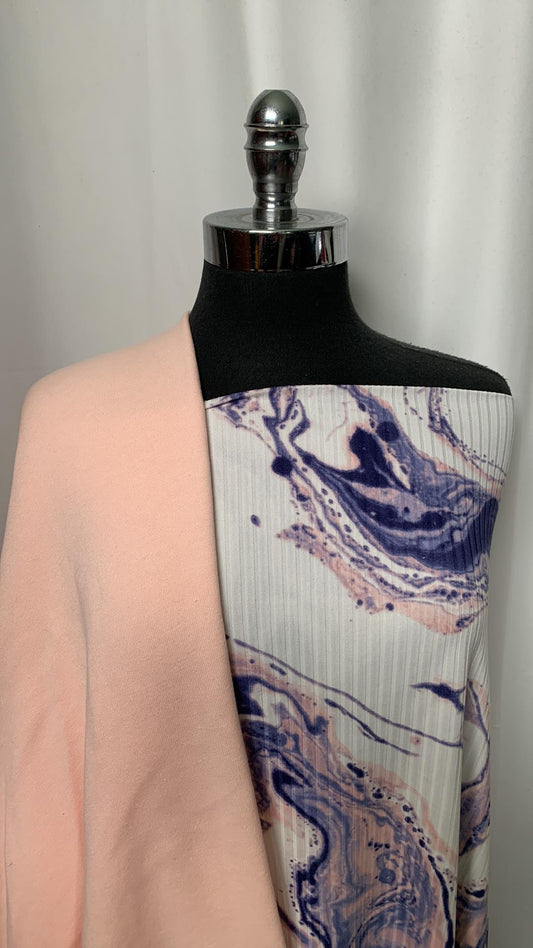 LIGHT PINK/MARBLE BUNDLE : 2YD Marble Rib DBP & 2YD Light Pink Sweatshirt Fleece : A2168