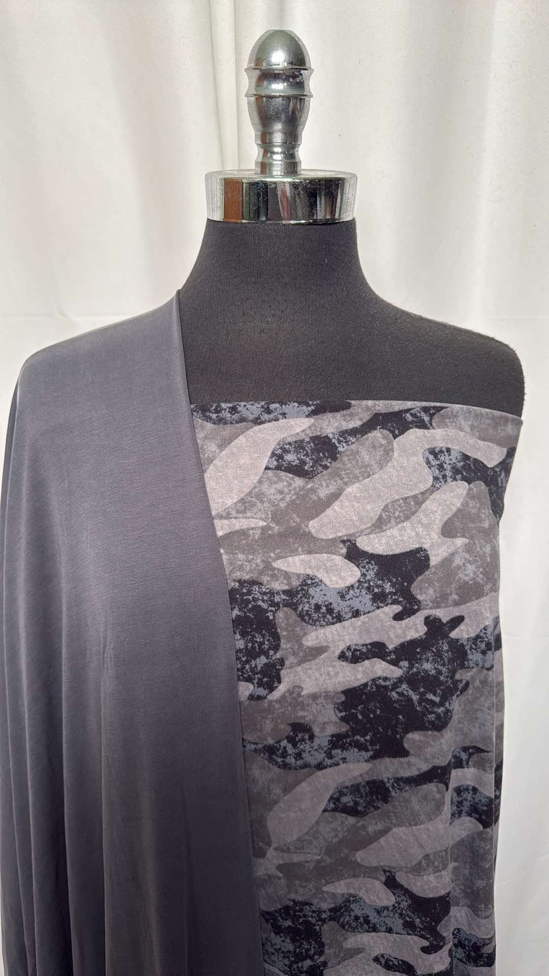 GREY/CAMO BUNDLE : 1.5YD Camo Brushed PF & 2YD Grey Cupro : A26667