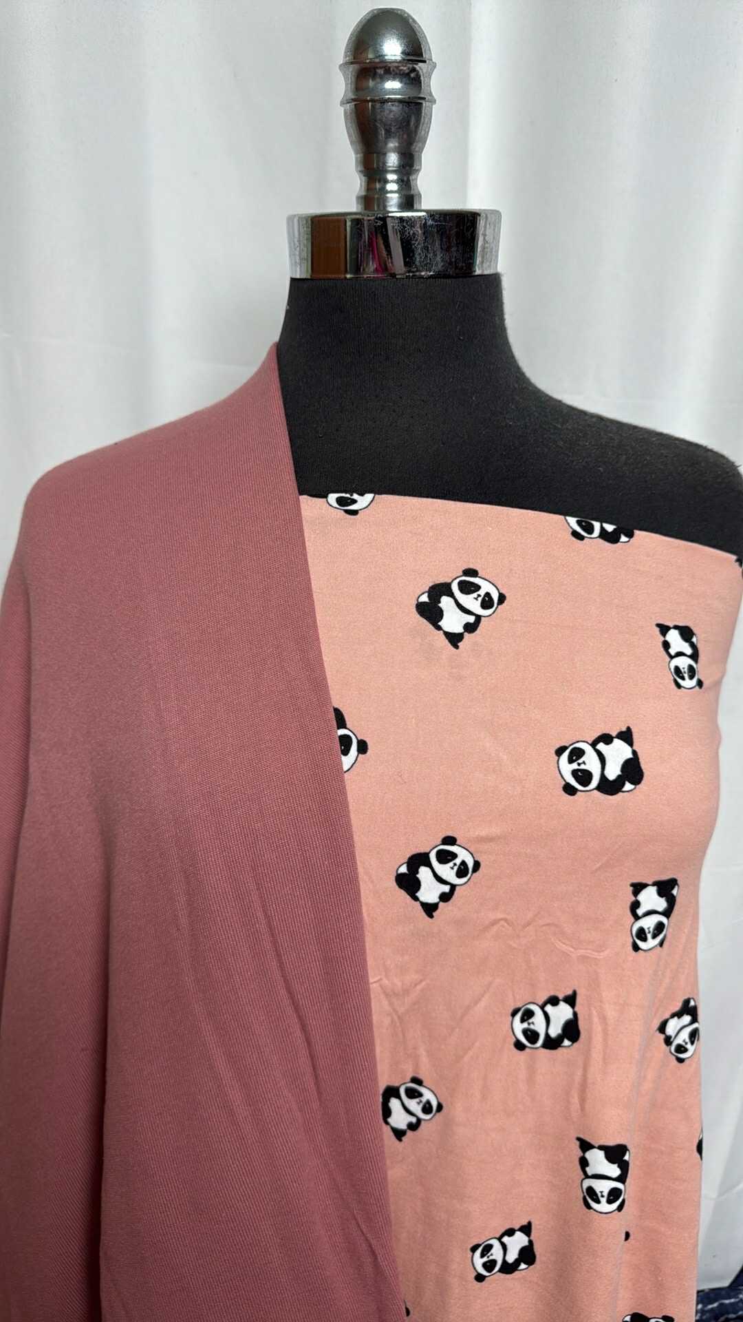 MARSALA/PANDA BUNDLE : 1YD Marsala Sweatshirt Fleece (72" Wide) & 2YD Panda DBP : A29131
